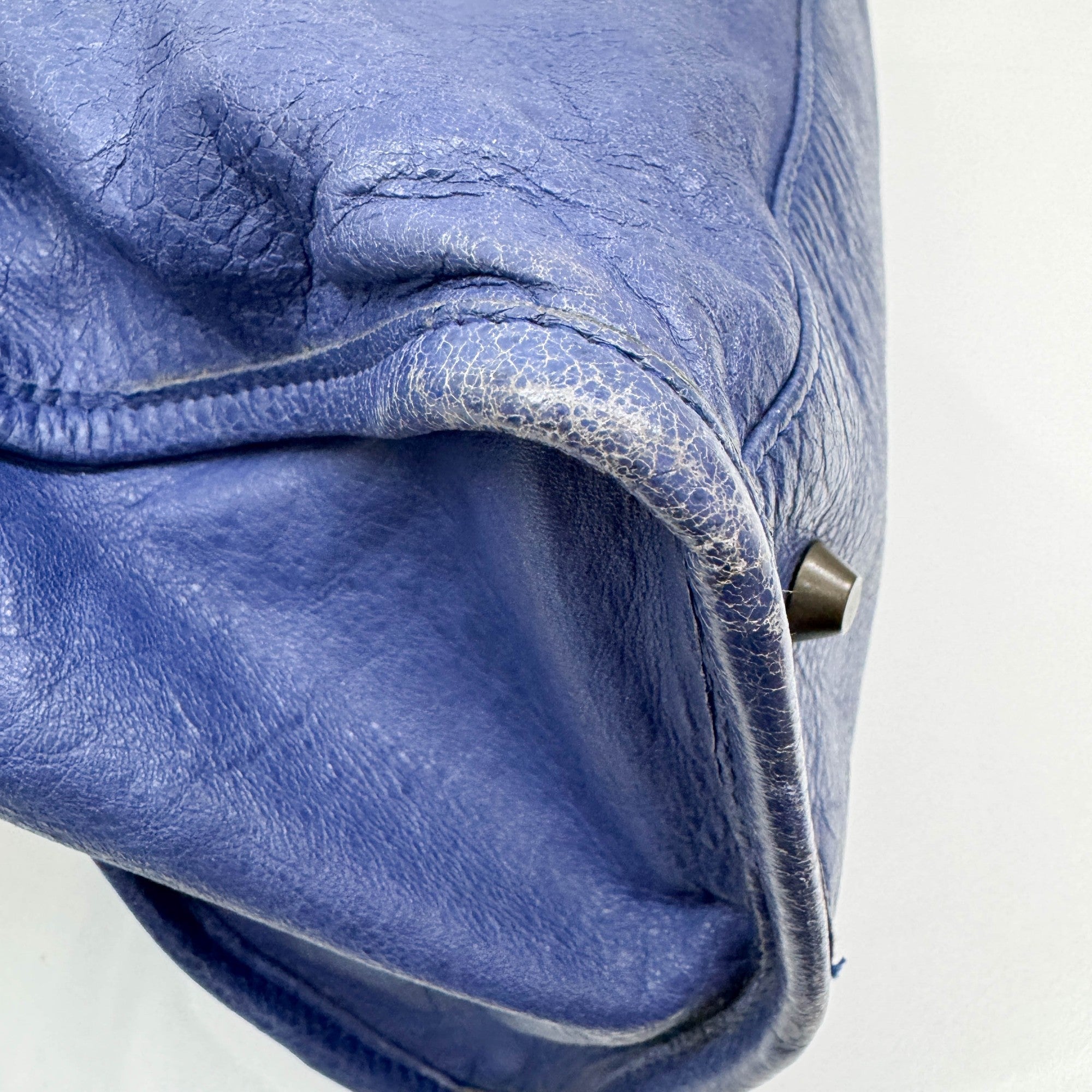 Work Blue Leather Shoulder Bag