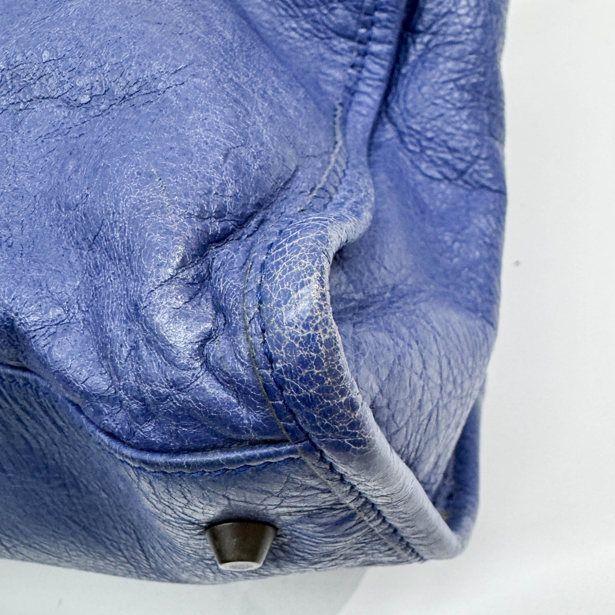 Work Blue Leather Shoulder Bag