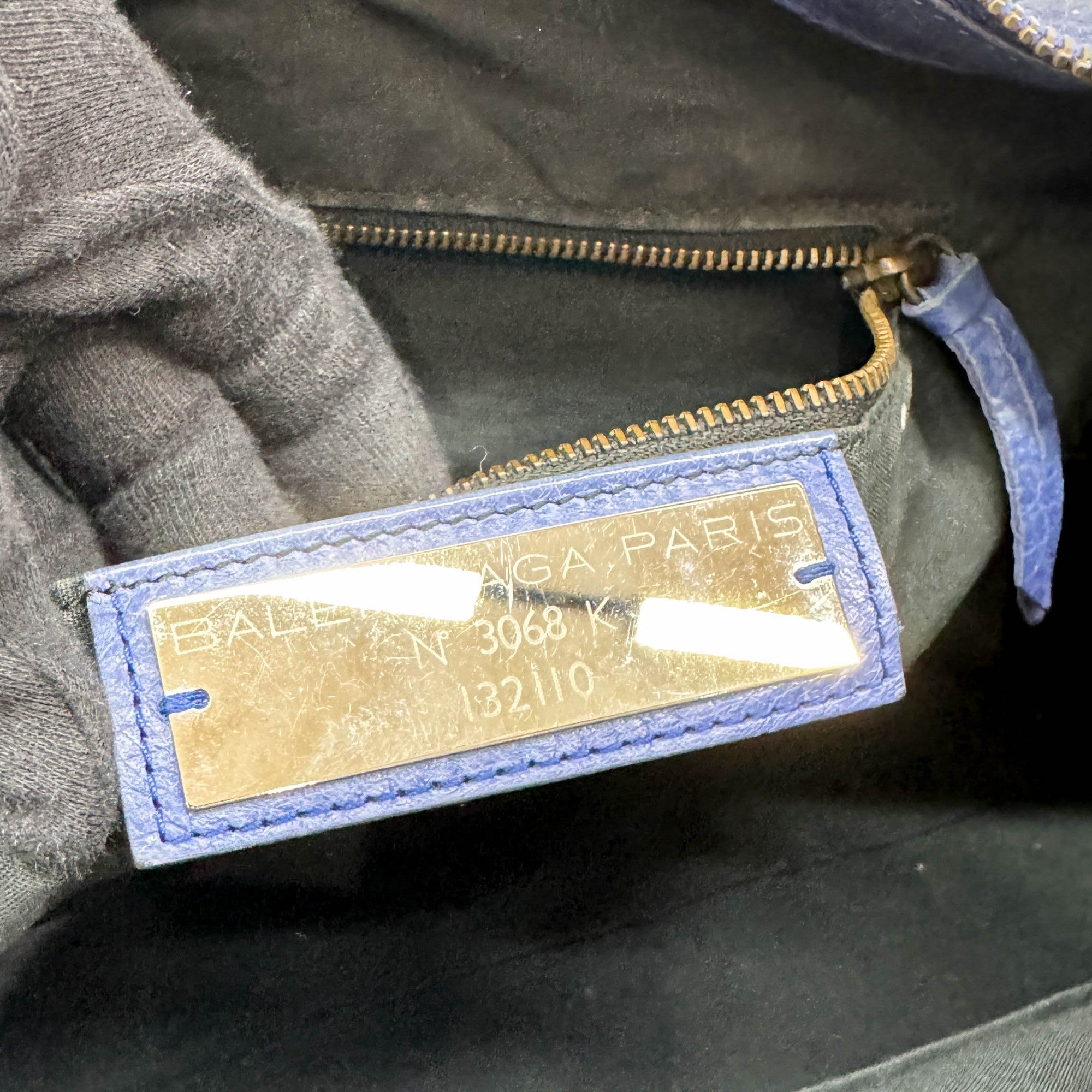 Work Blue Leather Shoulder Bag