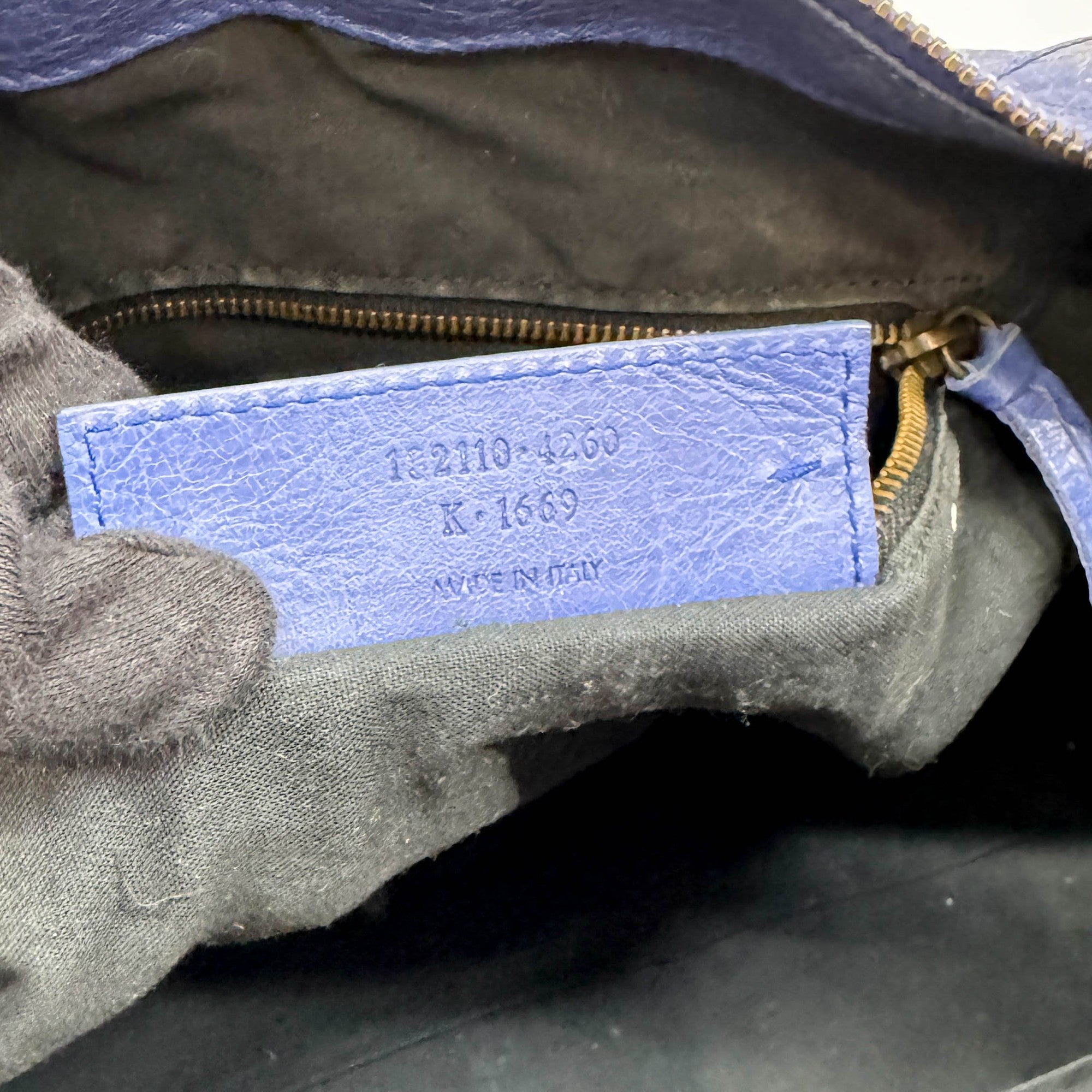 Work Blue Leather Shoulder Bag