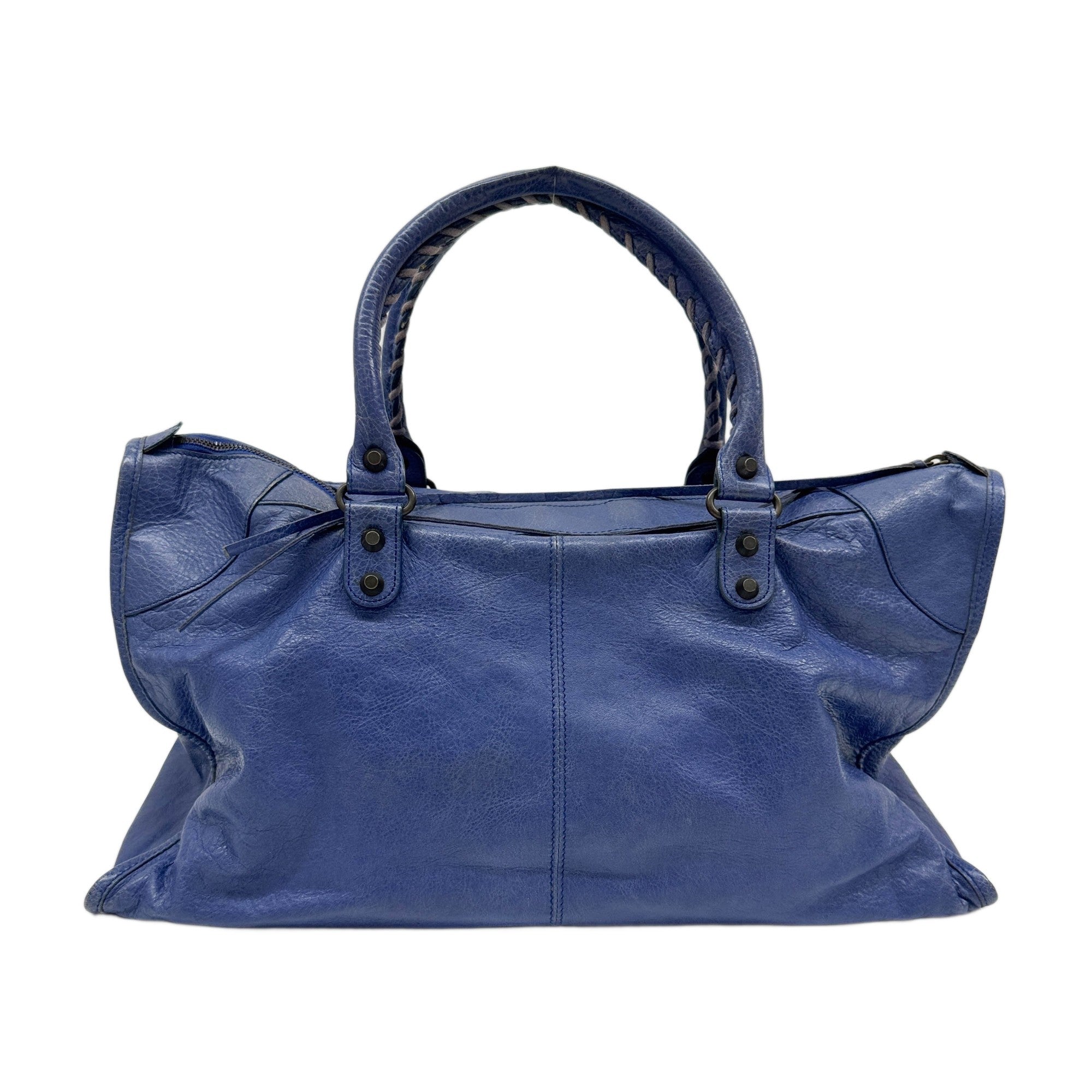 Work Blue Leather Shoulder Bag