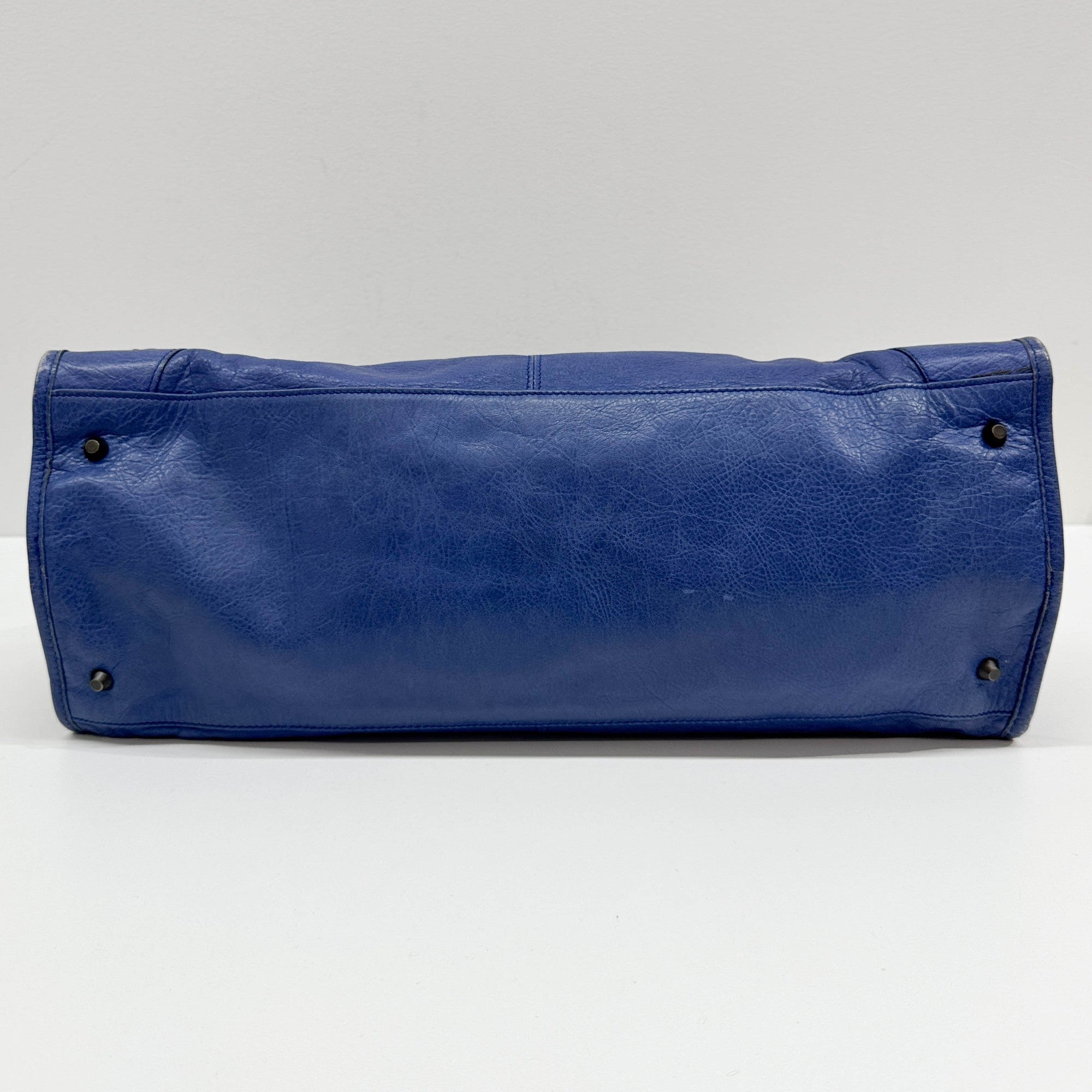 Work Blue Leather Shoulder Bag