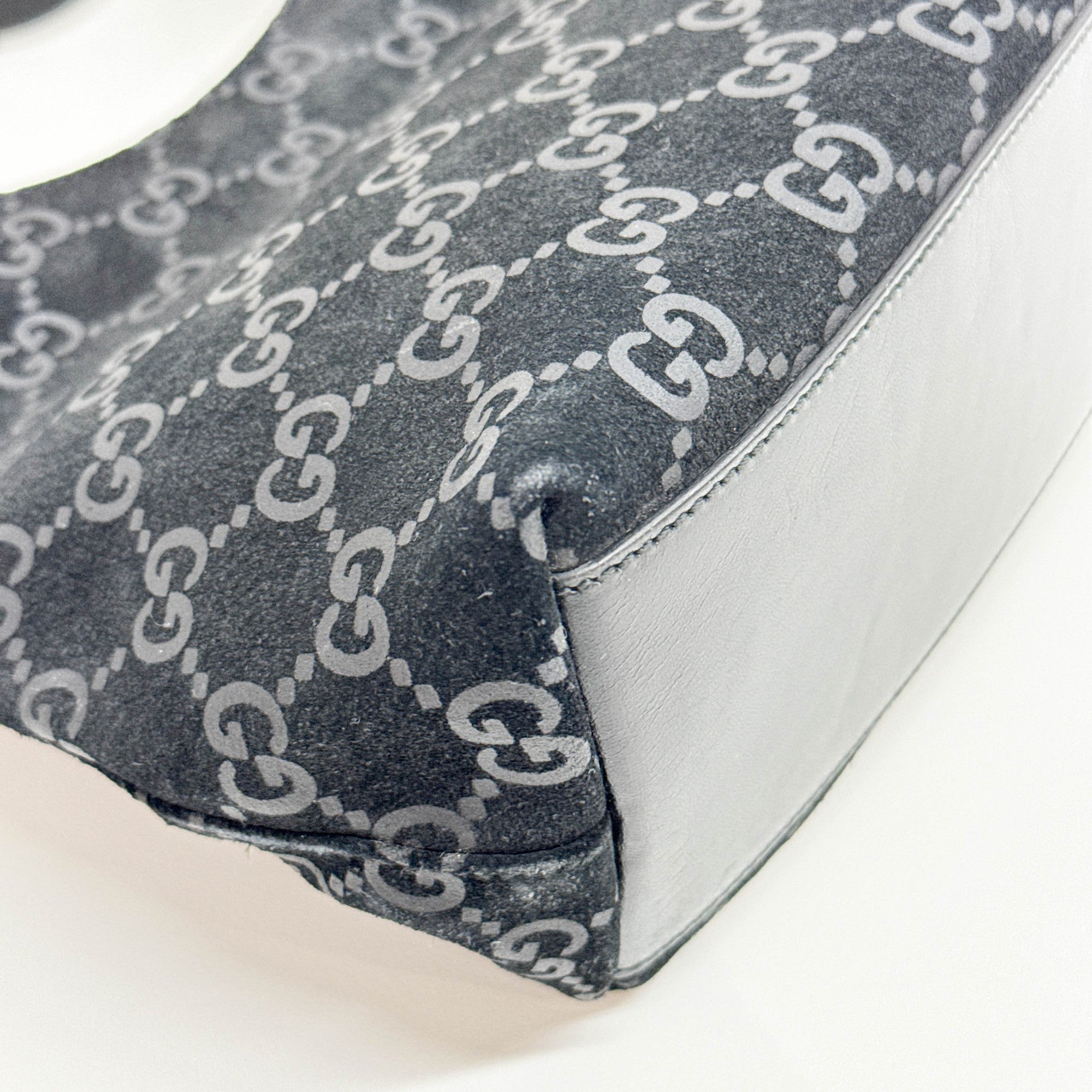 Black GG Canvas Suede Hobo Bag