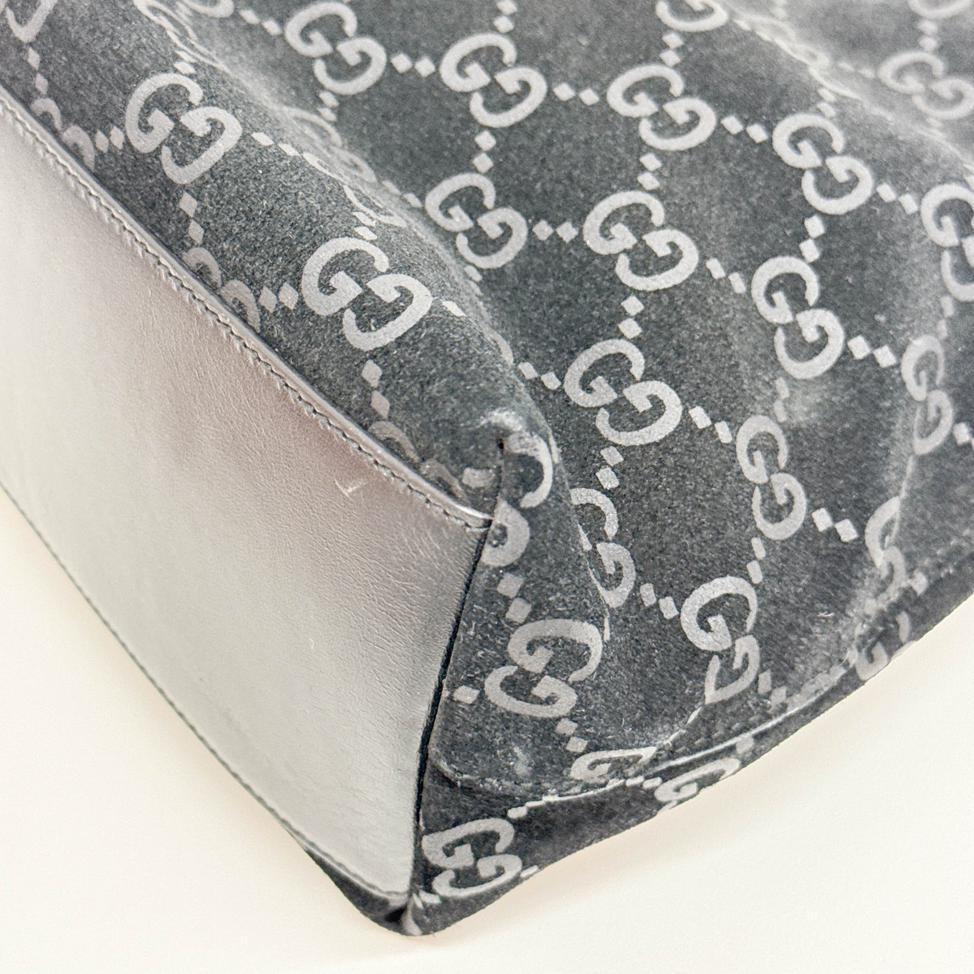 Black GG Canvas Suede Hobo Bag