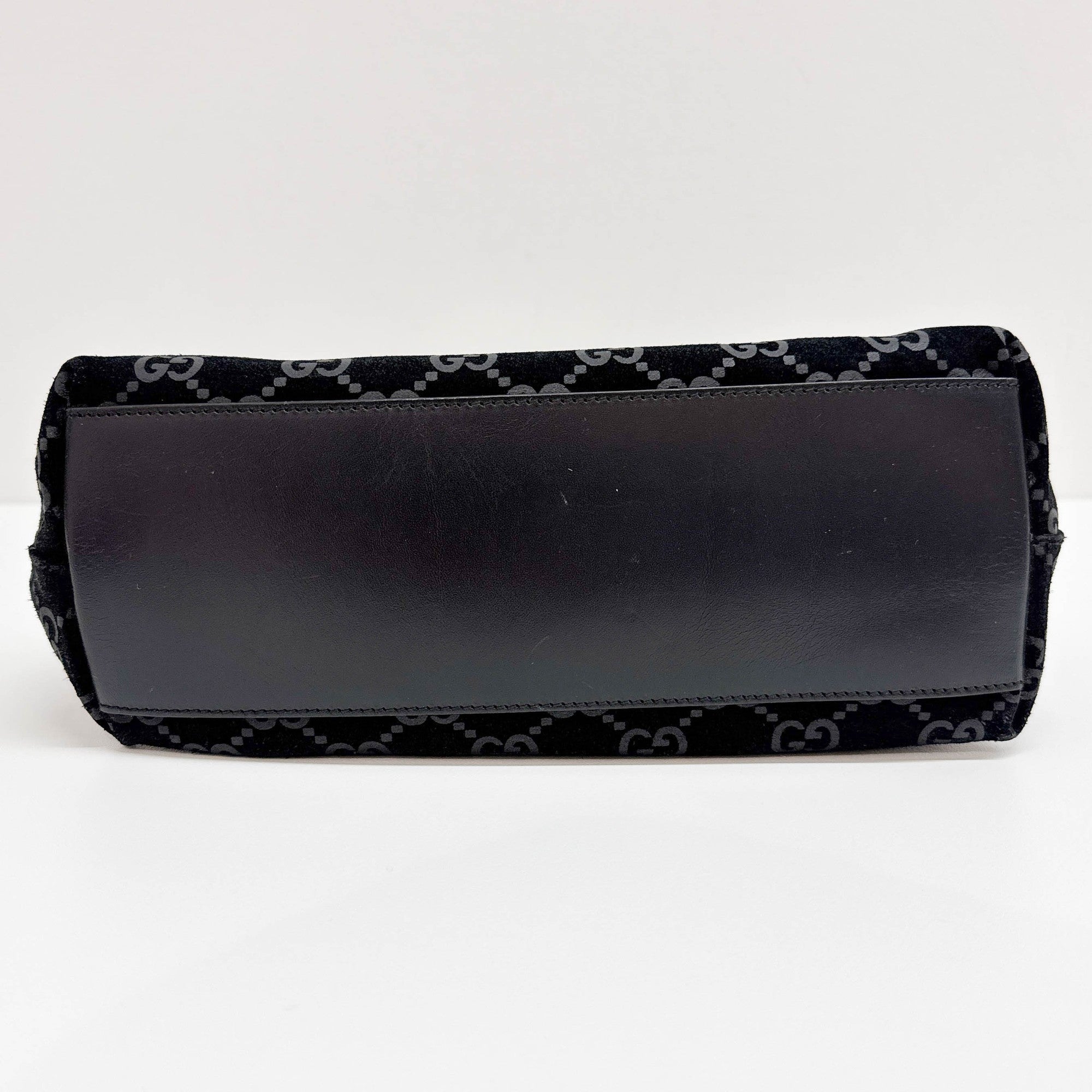 Black GG Canvas Suede Hobo Bag