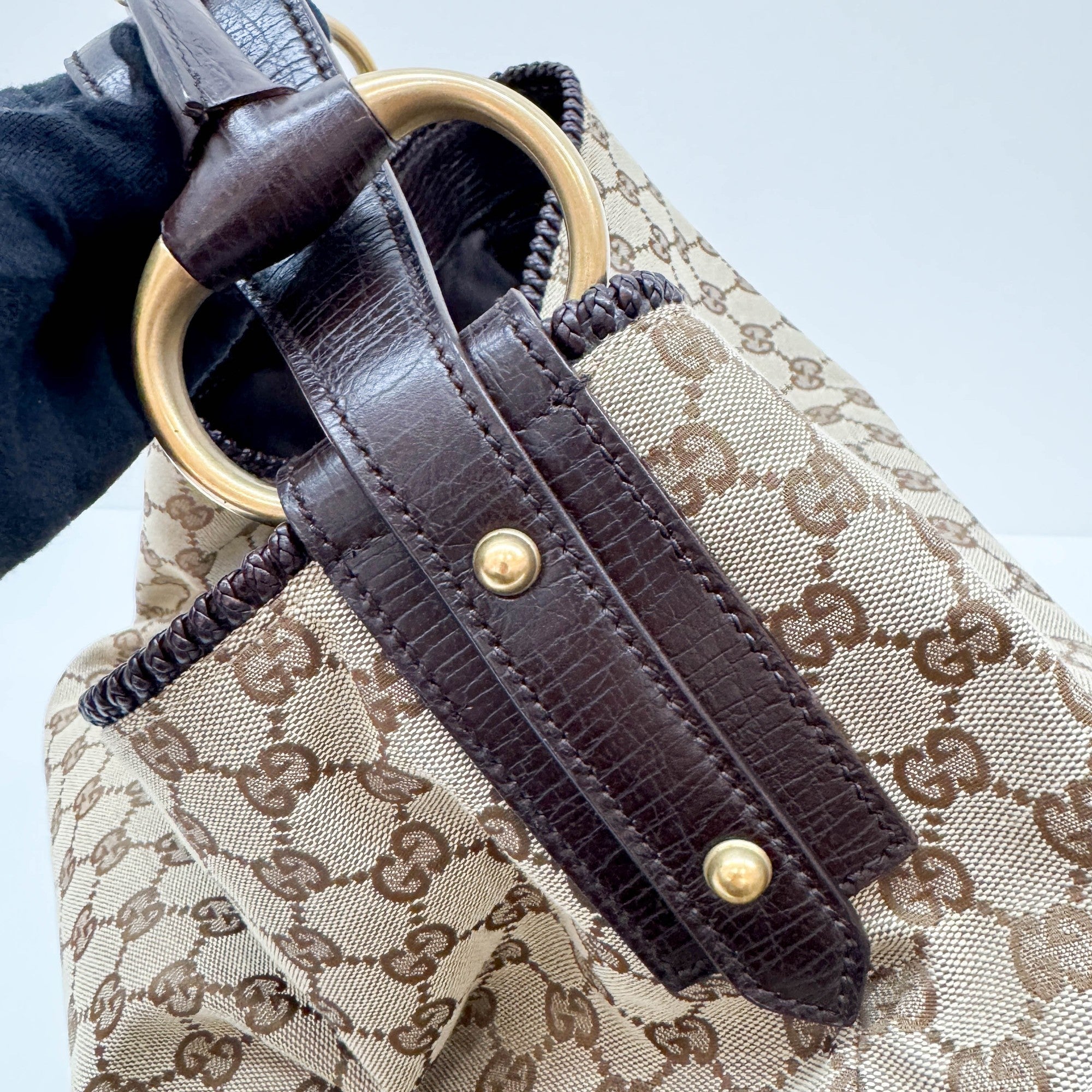 Horsebit Brown GG Canvas Shoulder Bag