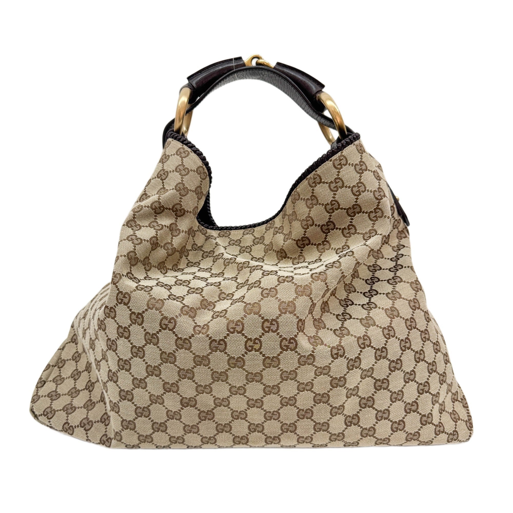 Horsebit Brown GG Canvas Shoulder Bag