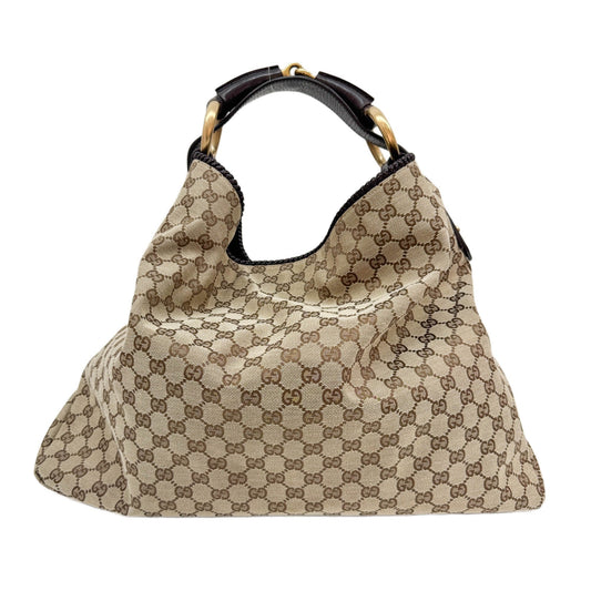 Horsebit Brown GG Canvas Shoulder Bag