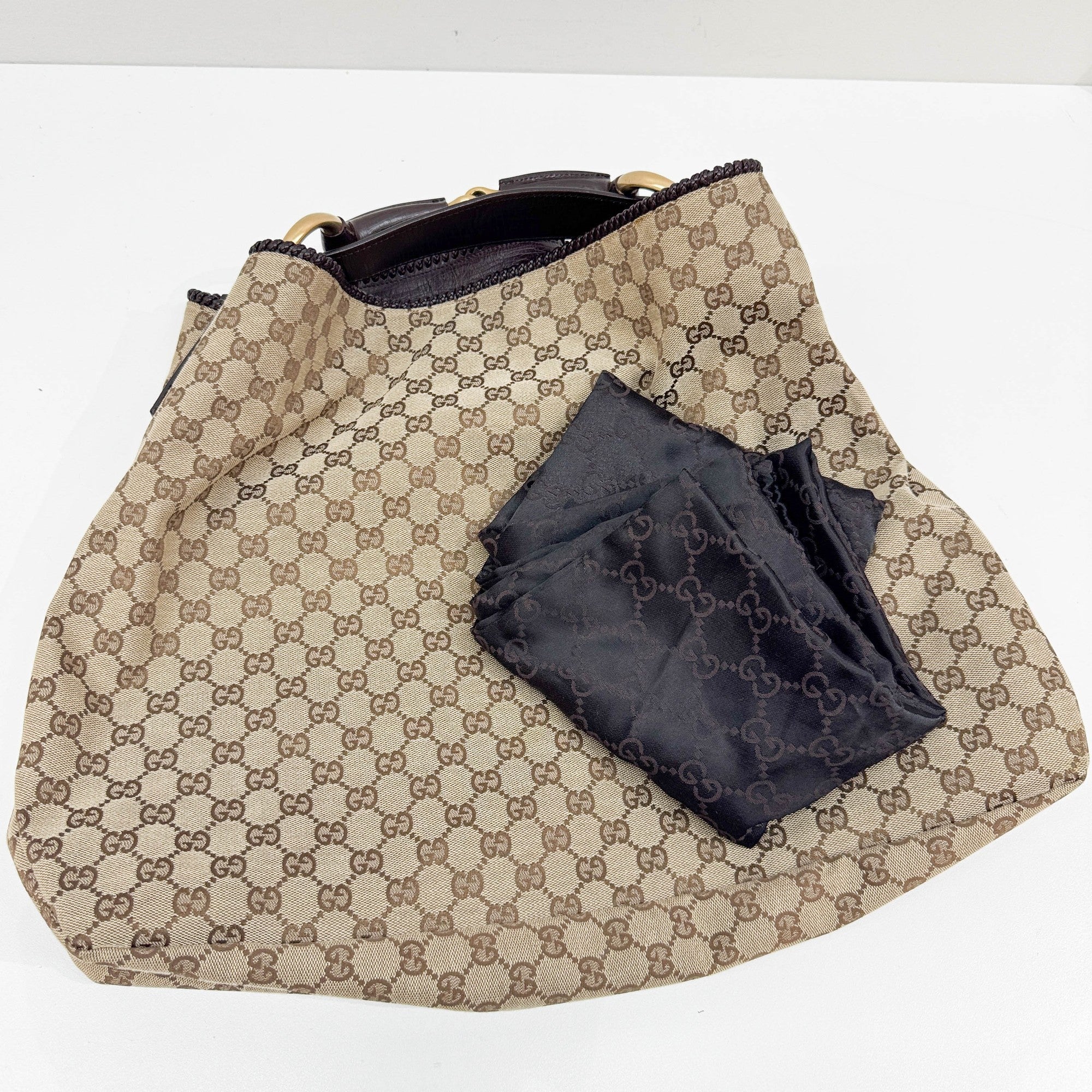 Horsebit Brown GG Canvas Shoulder Bag