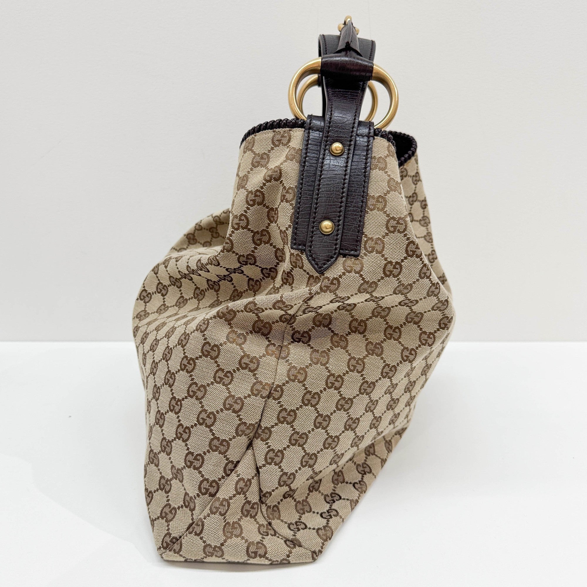 Horsebit Brown GG Canvas Shoulder Bag