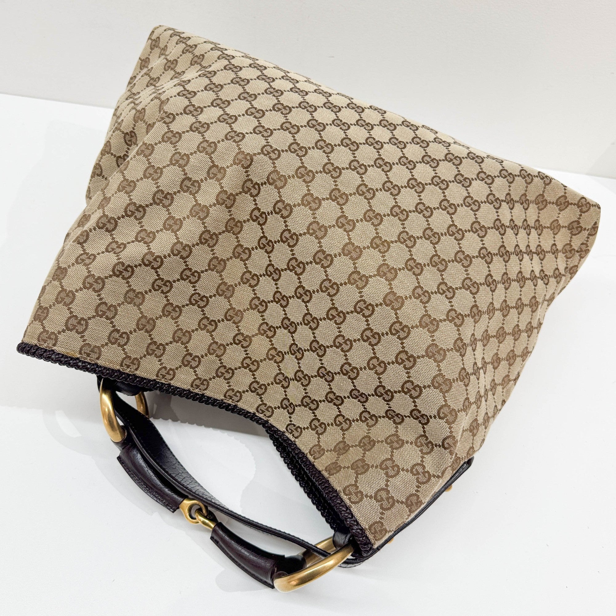 Horsebit Brown GG Canvas Shoulder Bag