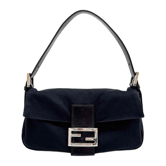 Baguette Black Neoprene Shoulder Bag