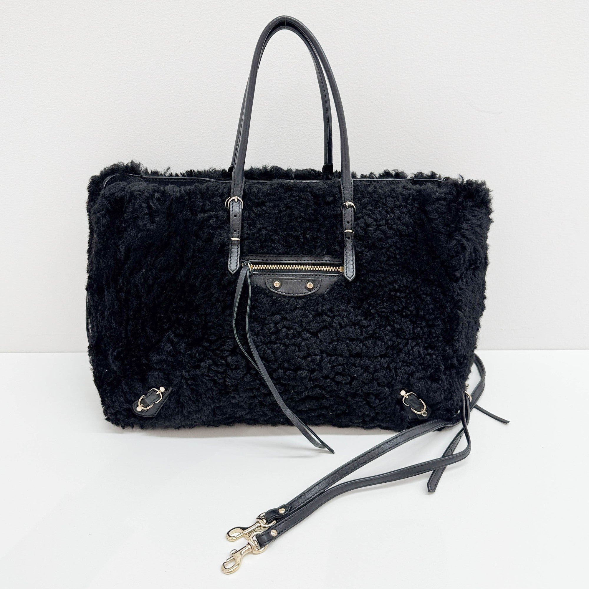 Papier Black Wool Two Way Bag