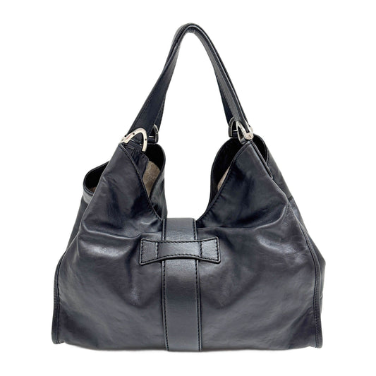 Stirrup Black Leather Shoulder Bag