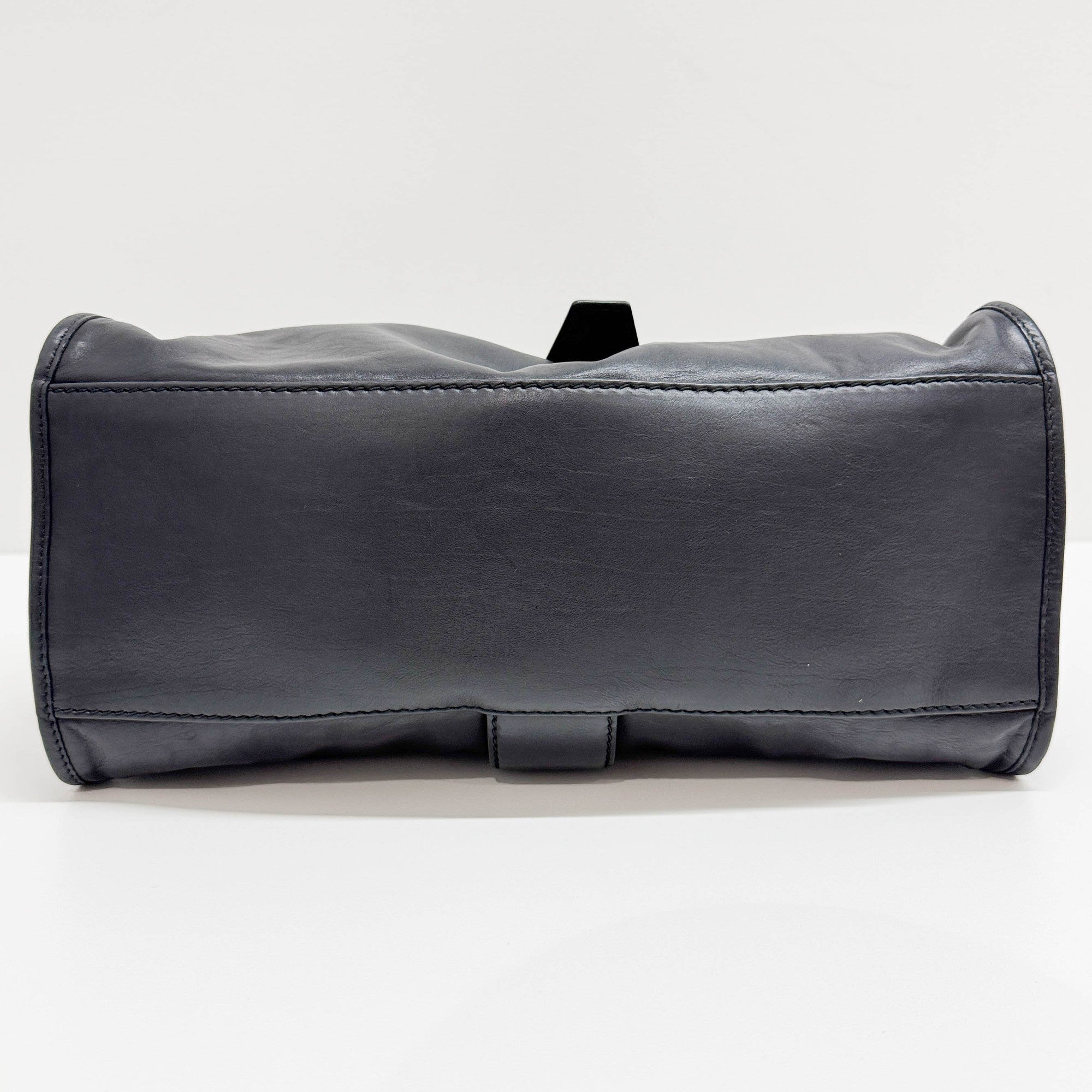 Stirrup Black Leather Shoulder Bag