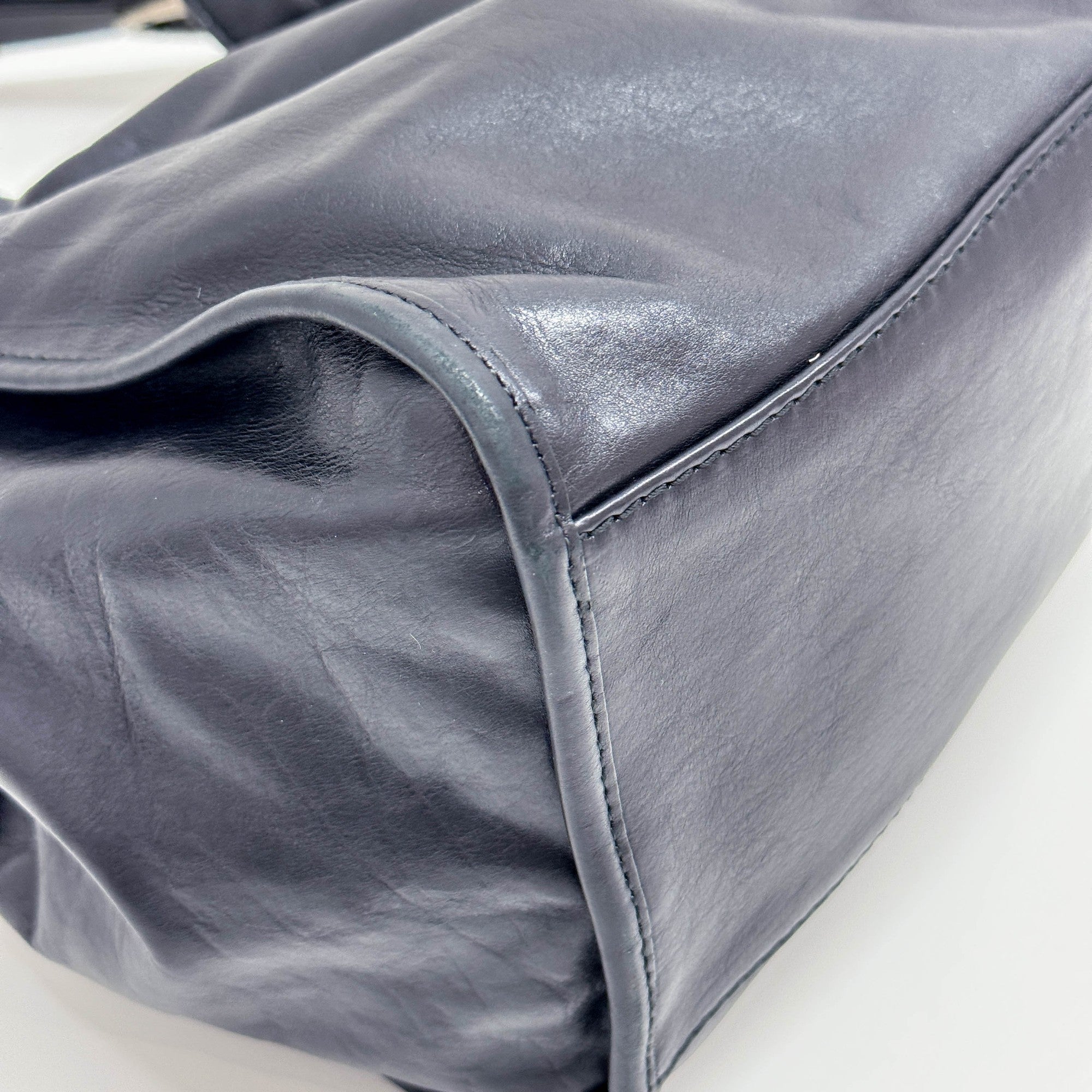 Stirrup Black Leather Shoulder Bag