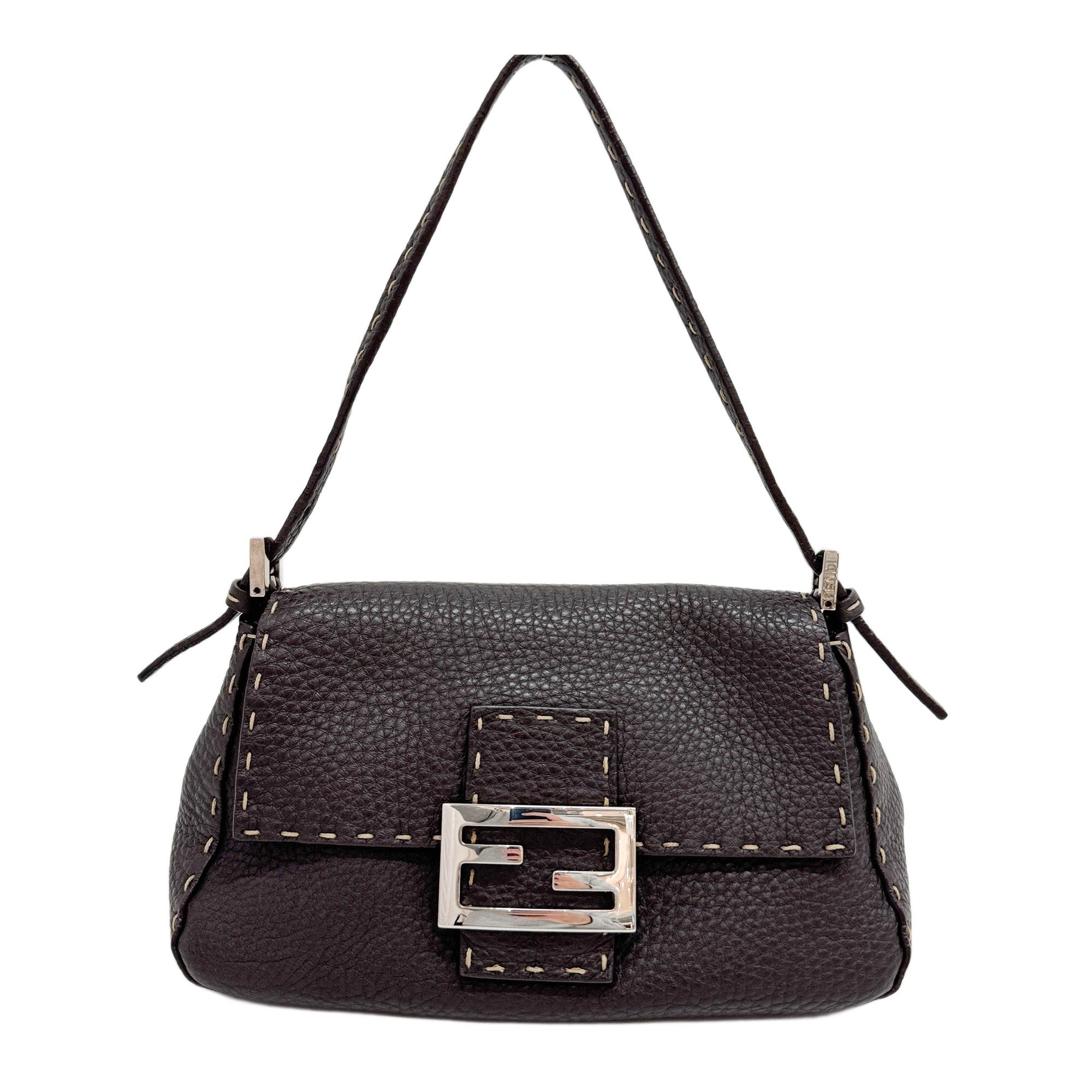 Mini Mamma Baguette Brown Leather Shoulder Bag