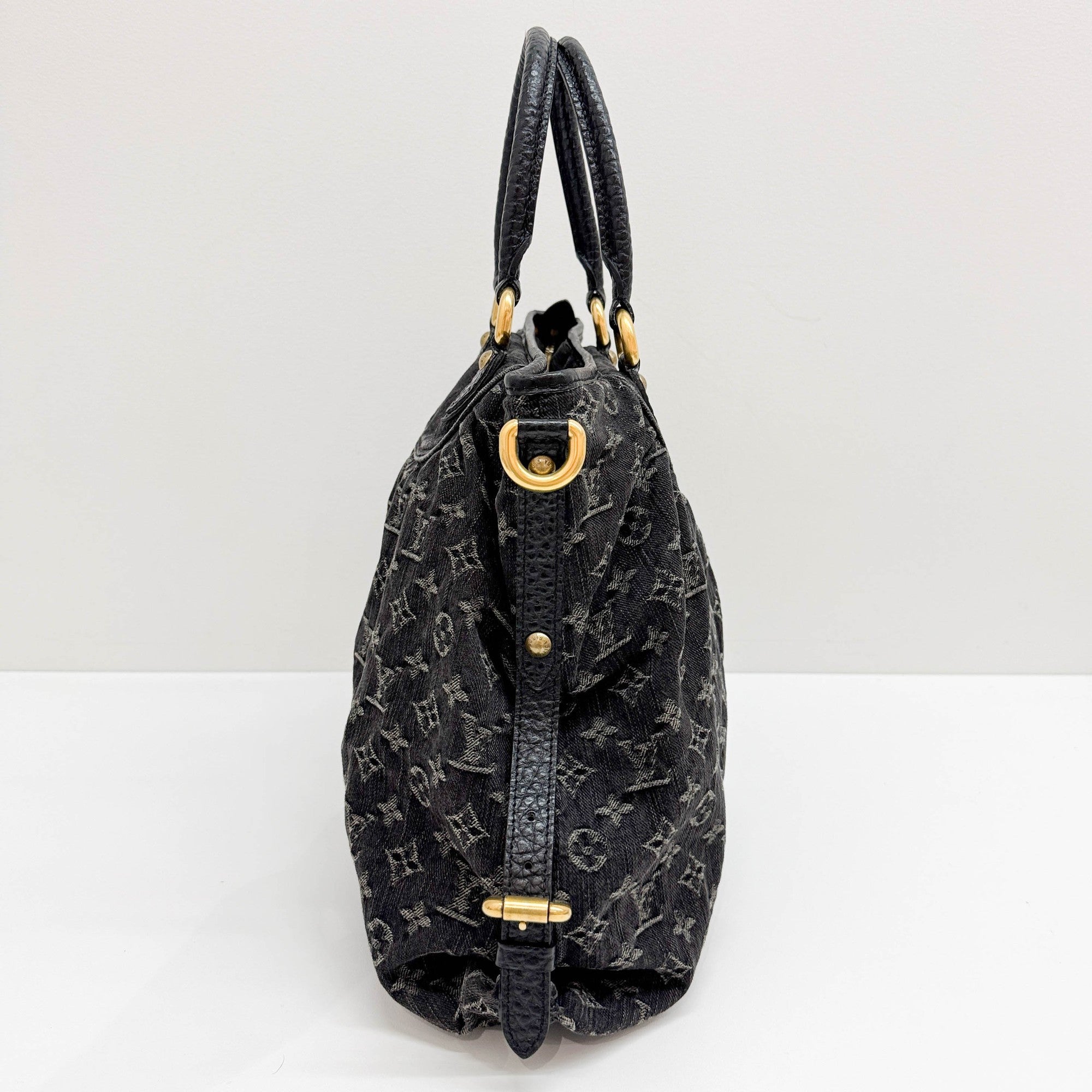 Neo Cabby Black Monogram Canvas Denim Two Way Bag