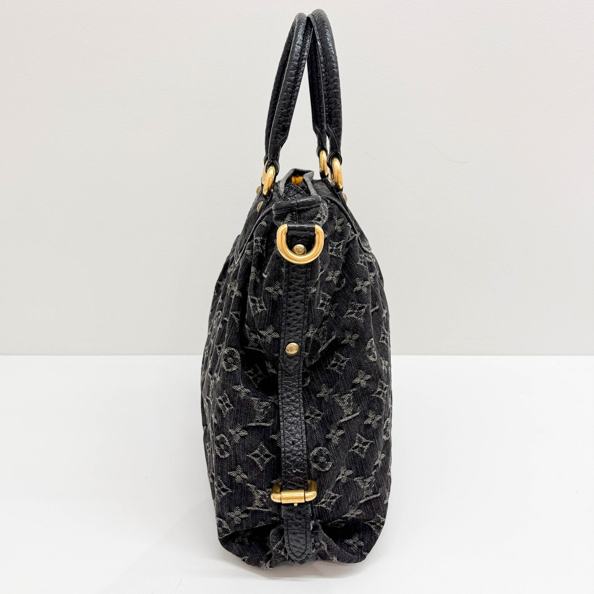 Neo Cabby Black Monogram Canvas Denim Two Way Bag