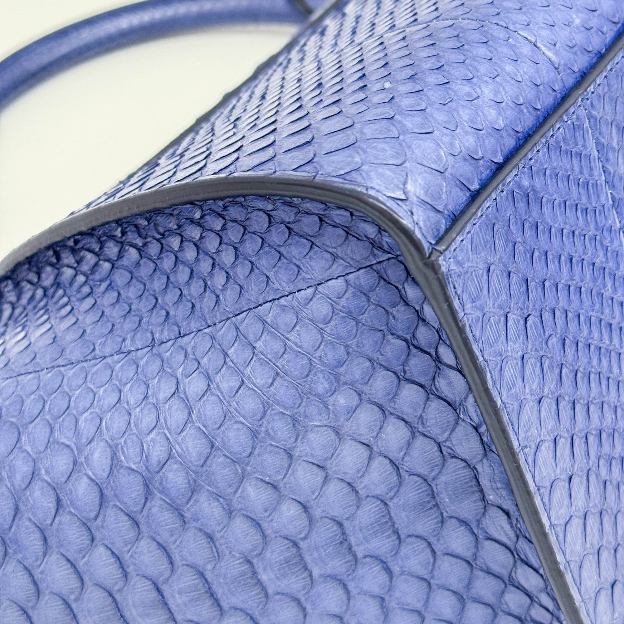 Trapeze Blue Python Embossed Leather Two Way Bag