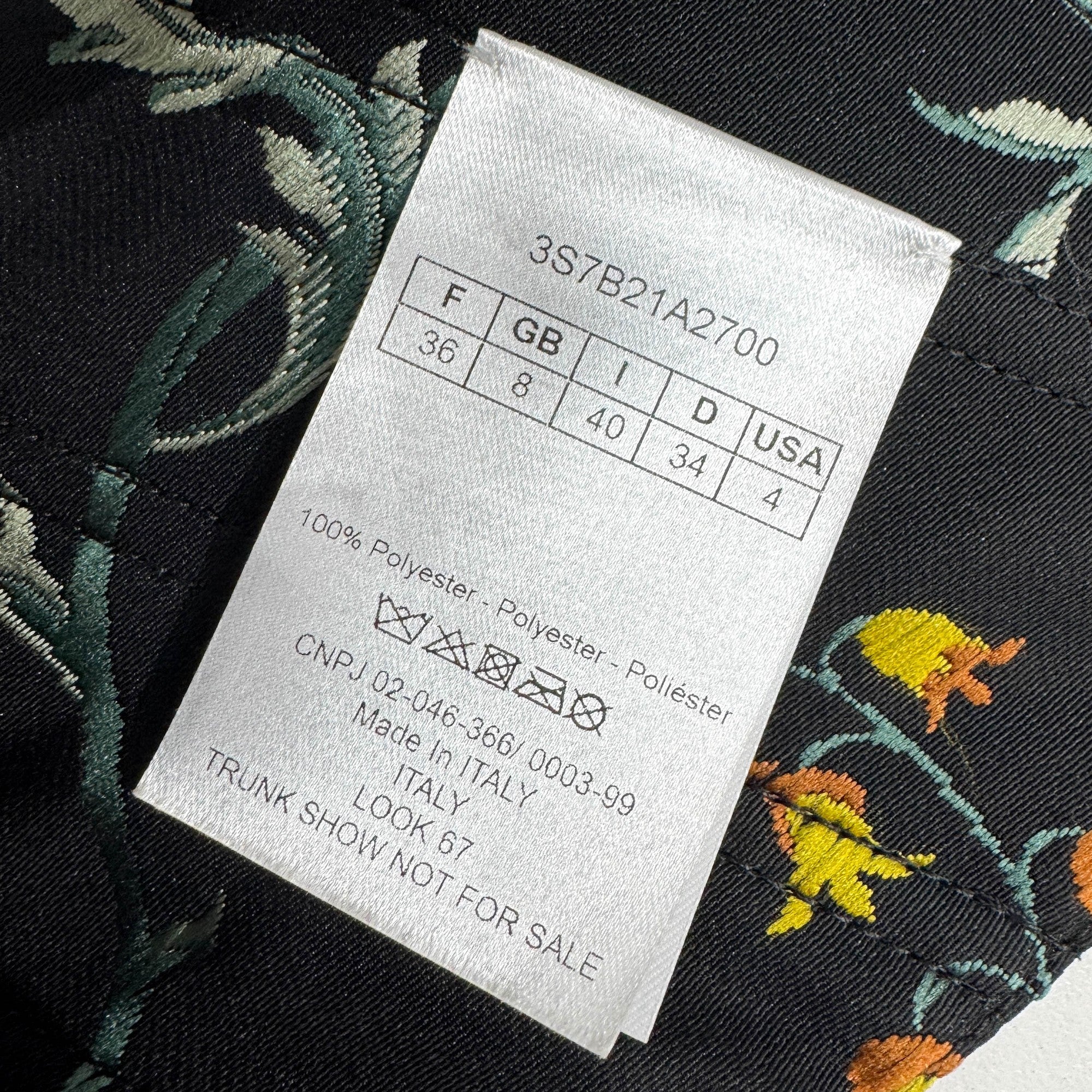 Size 36 EU Floral Embroidered Black Polyester Bustier