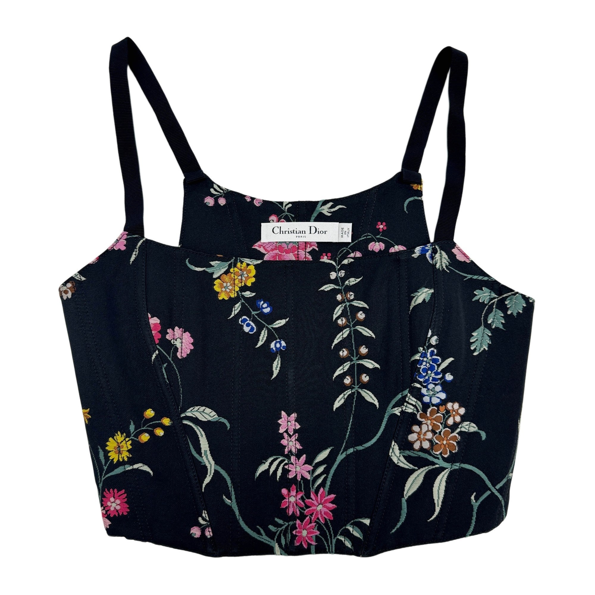 Size 36 EU Floral Embroidered Black Polyester Bustier