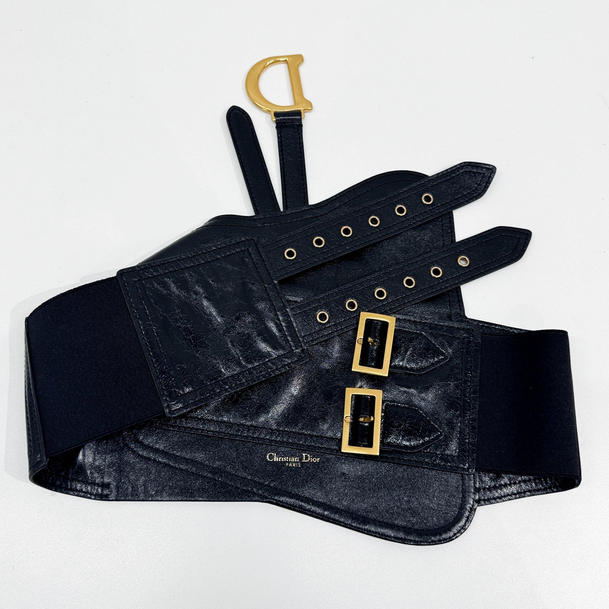 Size S/M Saddle Black Leather Waist Belt Bag