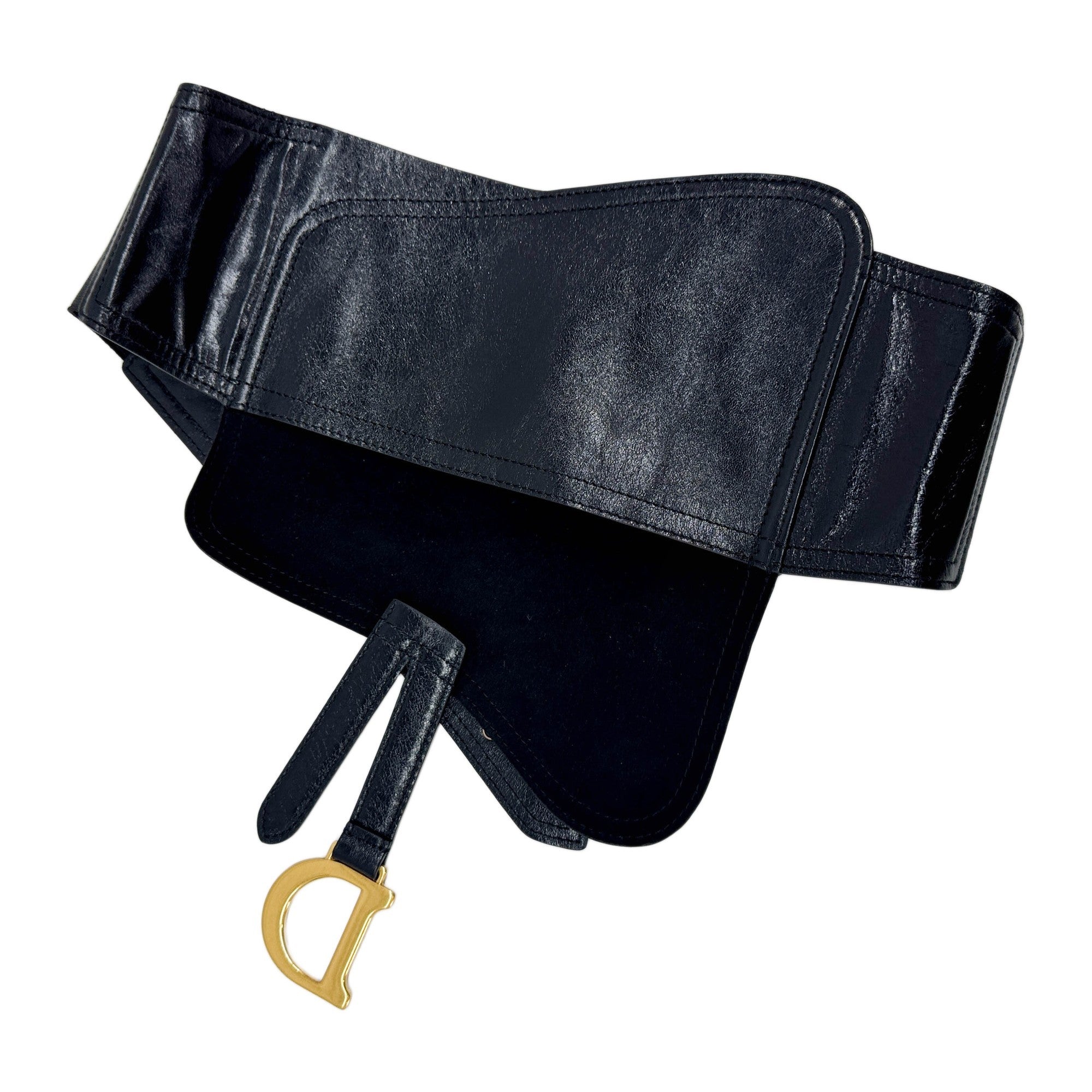 Size S/M Saddle Black Leather Waist Belt Bag
