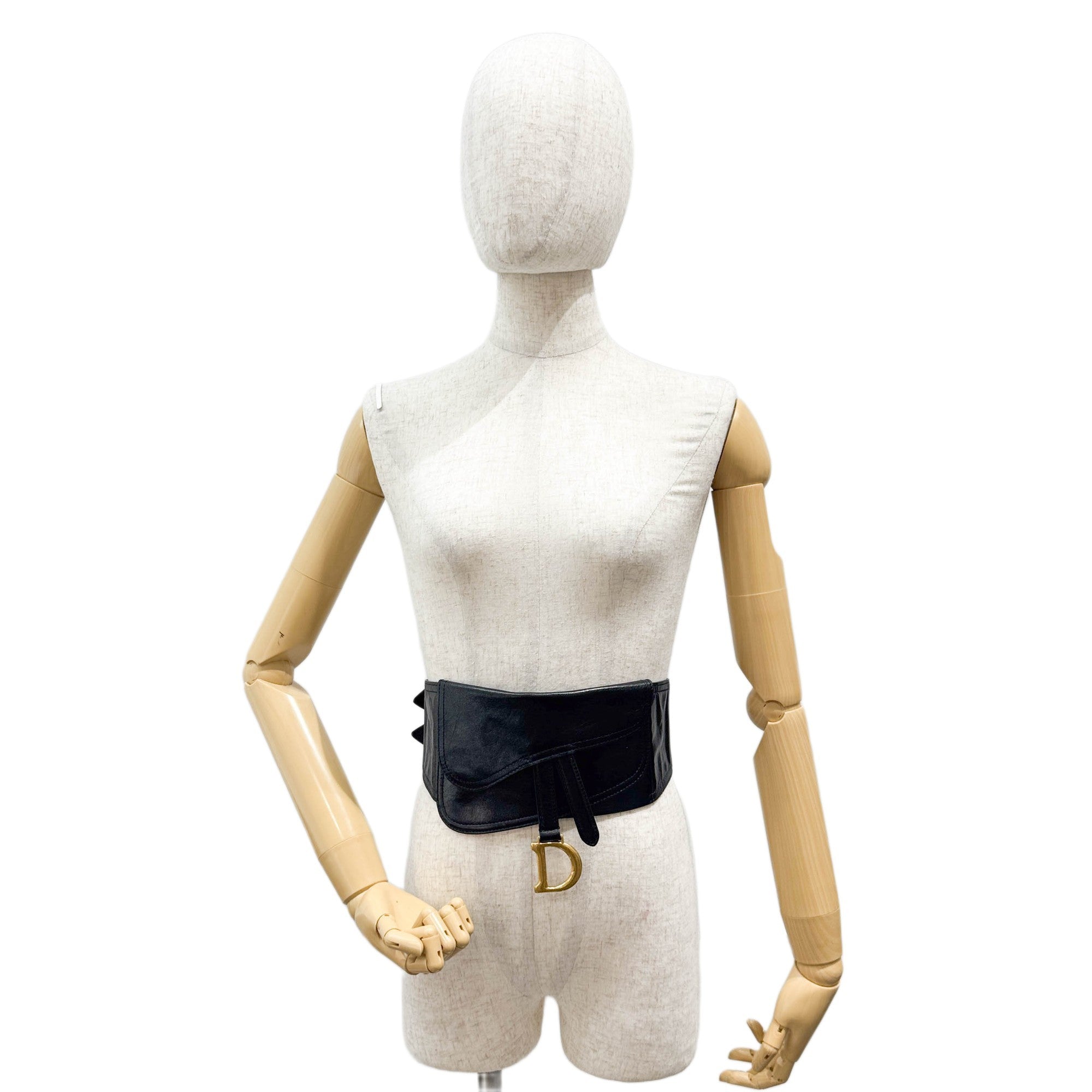 Size S/M Saddle Black Leather Waist Belt Bag