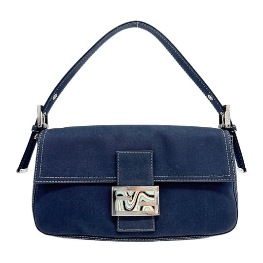 Baguette Blue Denim Shoulder Bag