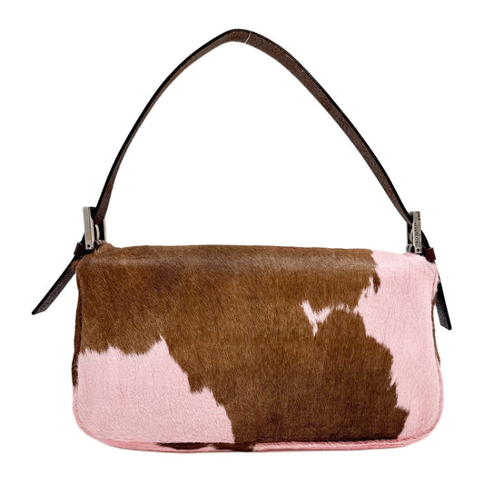 Baguette Pink Cow Print Pony Hair Shoulder Bag