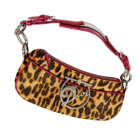 Brown Leopard Print Pony Hair Shoulder Bag