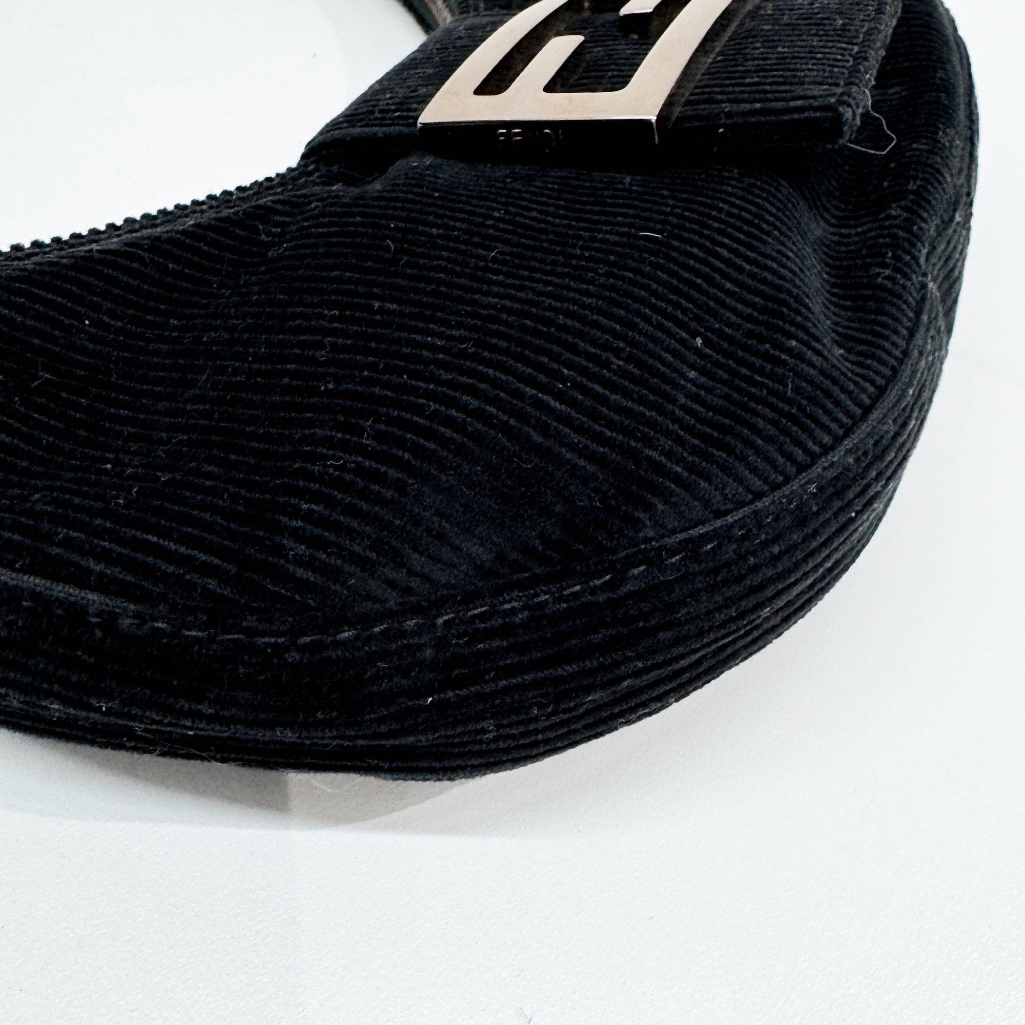 Croissant Black Corduroy Shoulder Bag