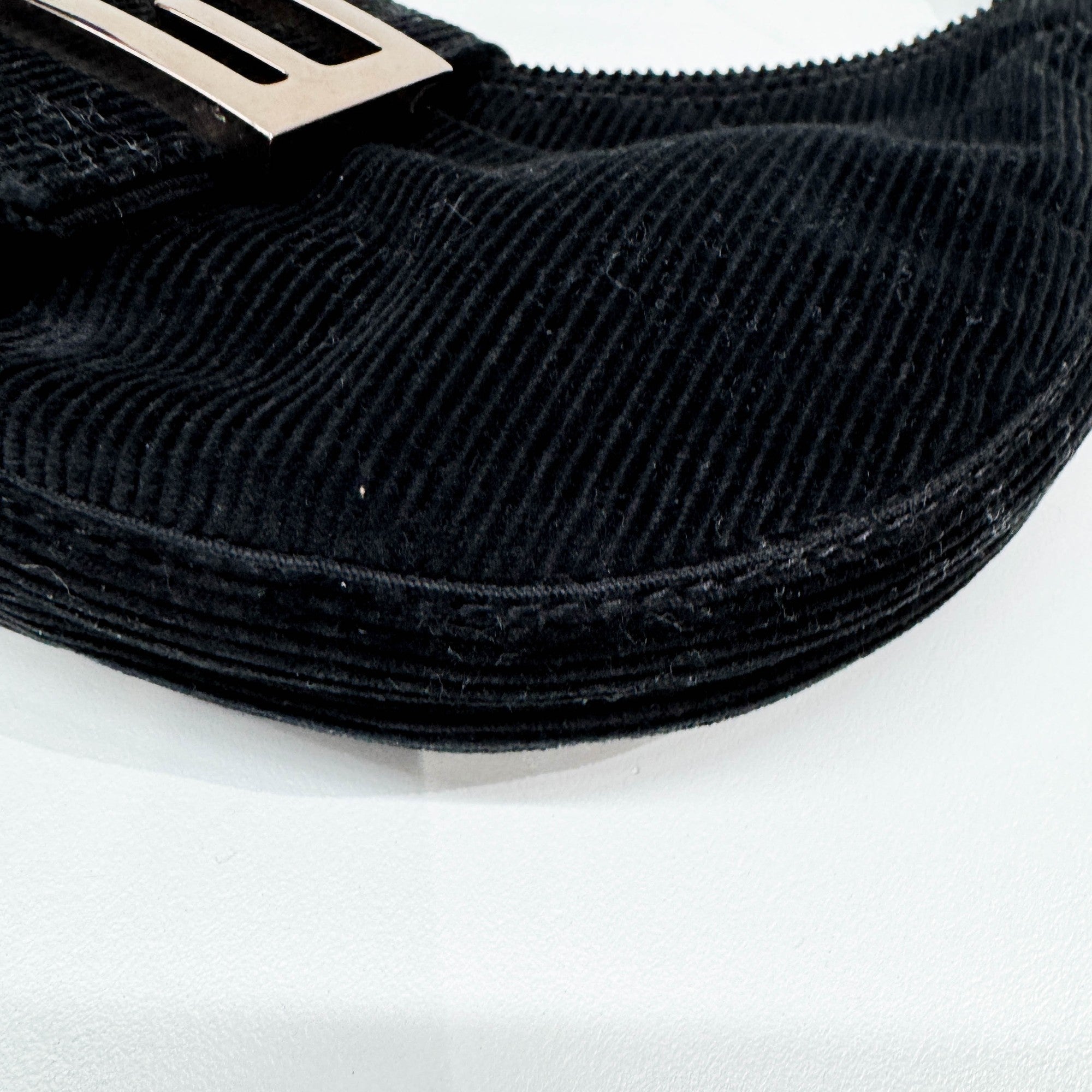 Croissant Black Corduroy Shoulder Bag