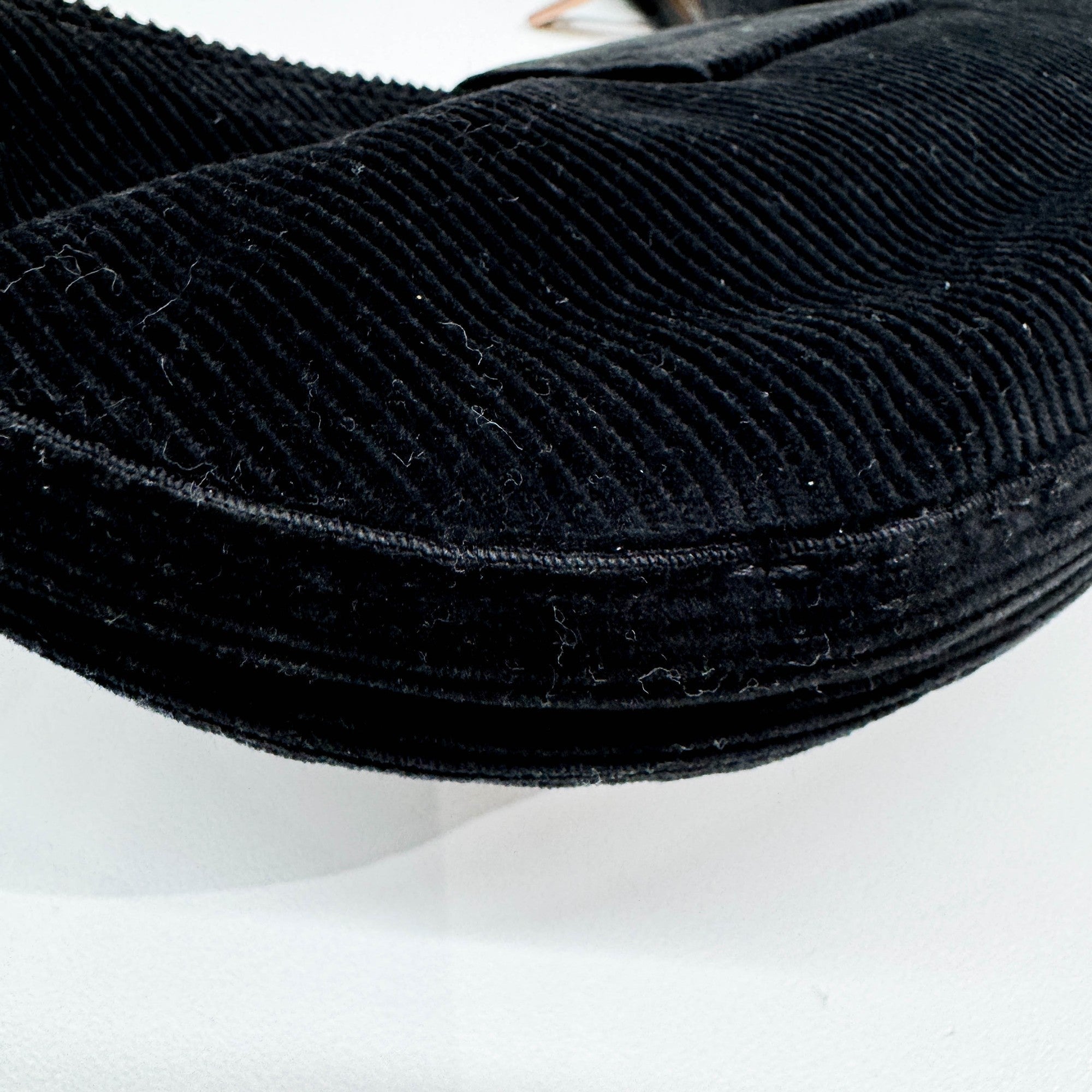 Croissant Black Corduroy Shoulder Bag