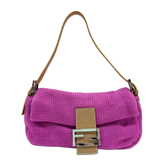 Baguette Purple Knitted Shoulder Bag