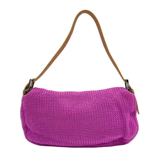 Baguette Purple Knitted Shoulder Bag