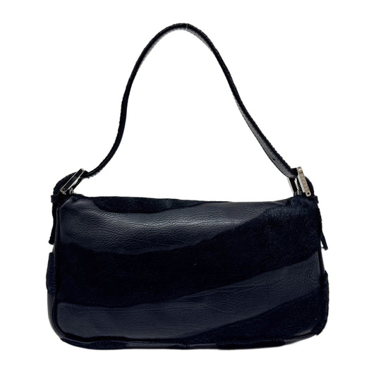 Baguette Black Leather & Pony Hair Shoulder Bag