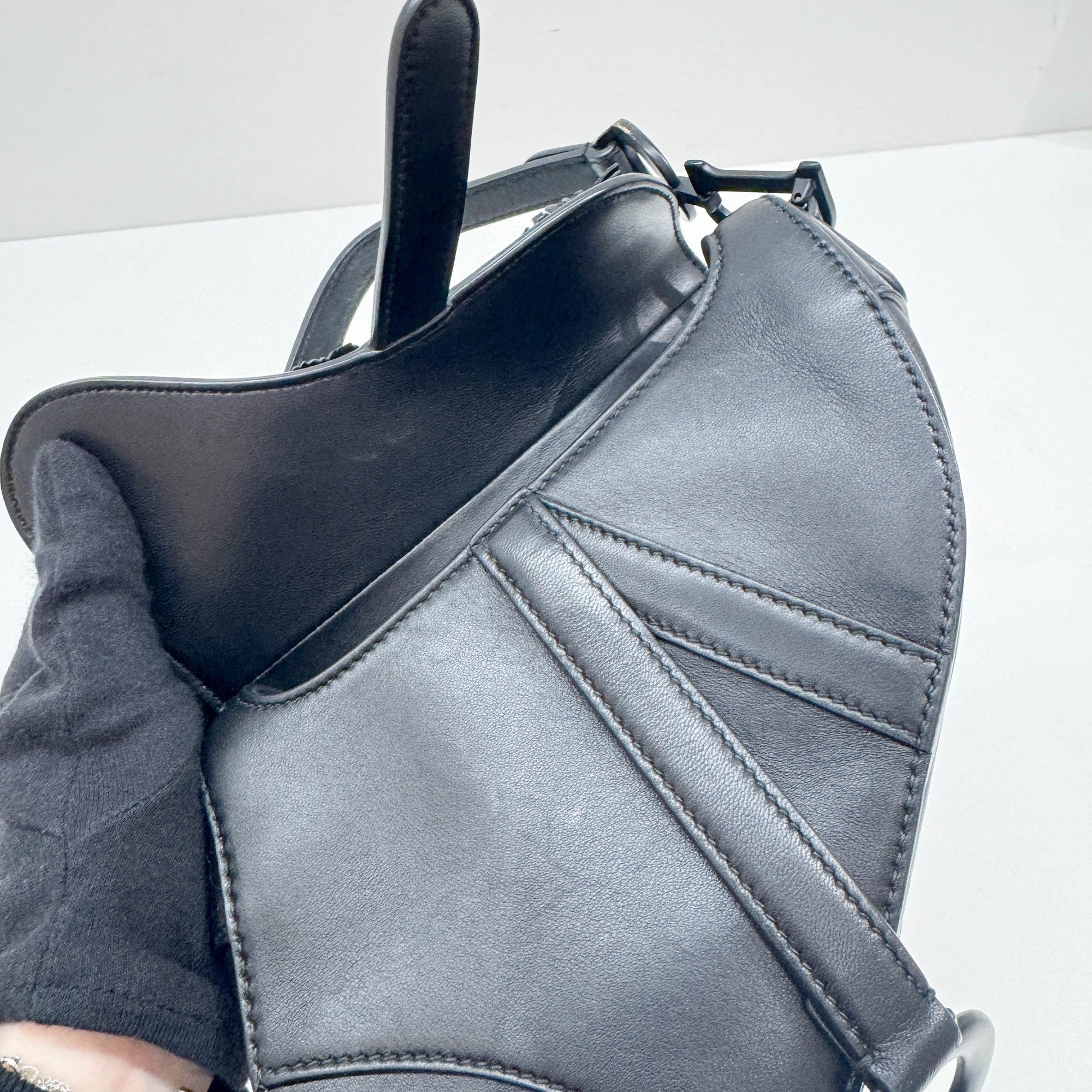 Mini Saddle Floral Black Leather Shoulder Bag