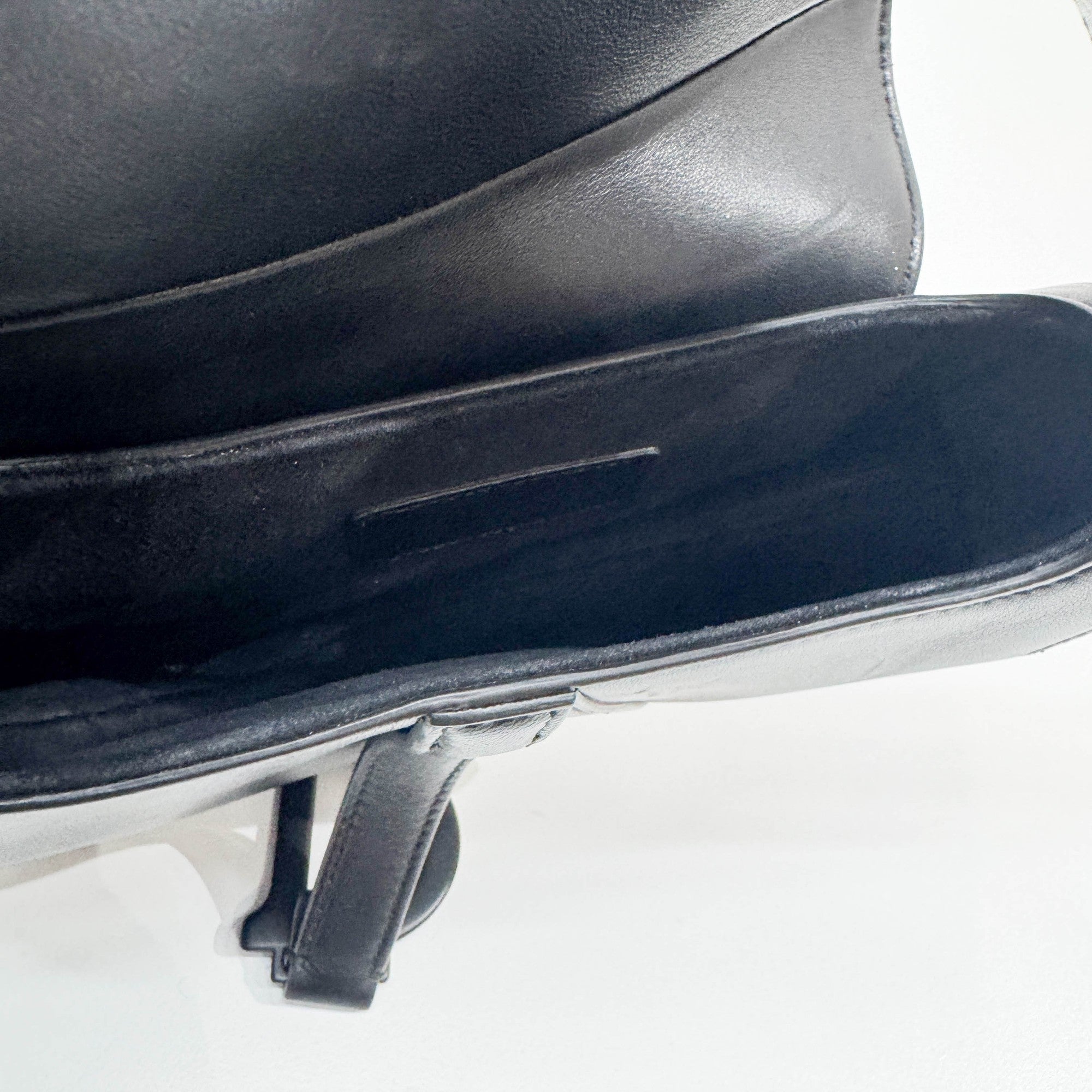 Mini Saddle Floral Black Leather Shoulder Bag