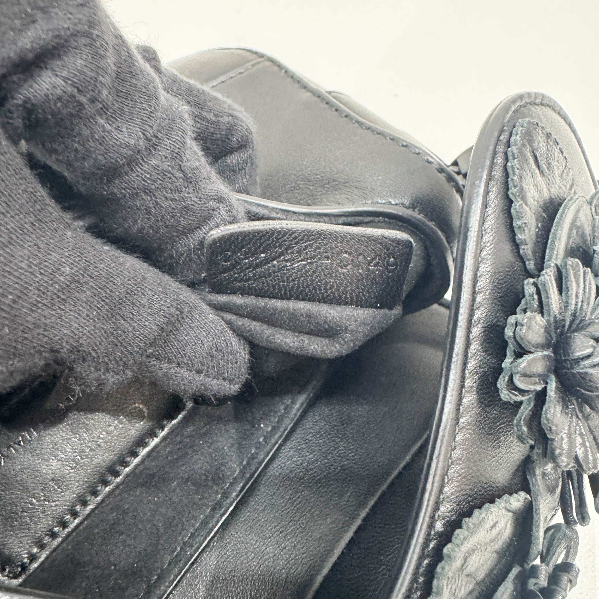 Mini Saddle Floral Black Leather Shoulder Bag