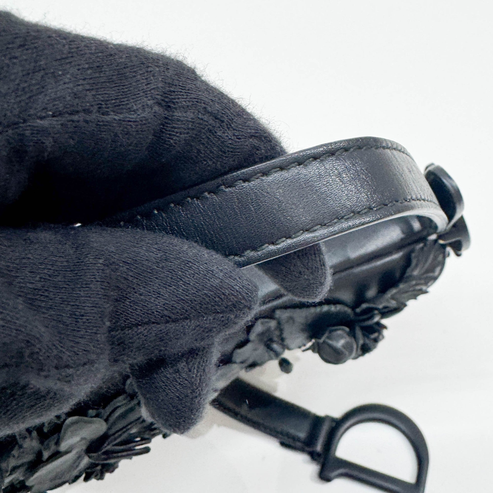 Mini Saddle Floral Black Leather Shoulder Bag