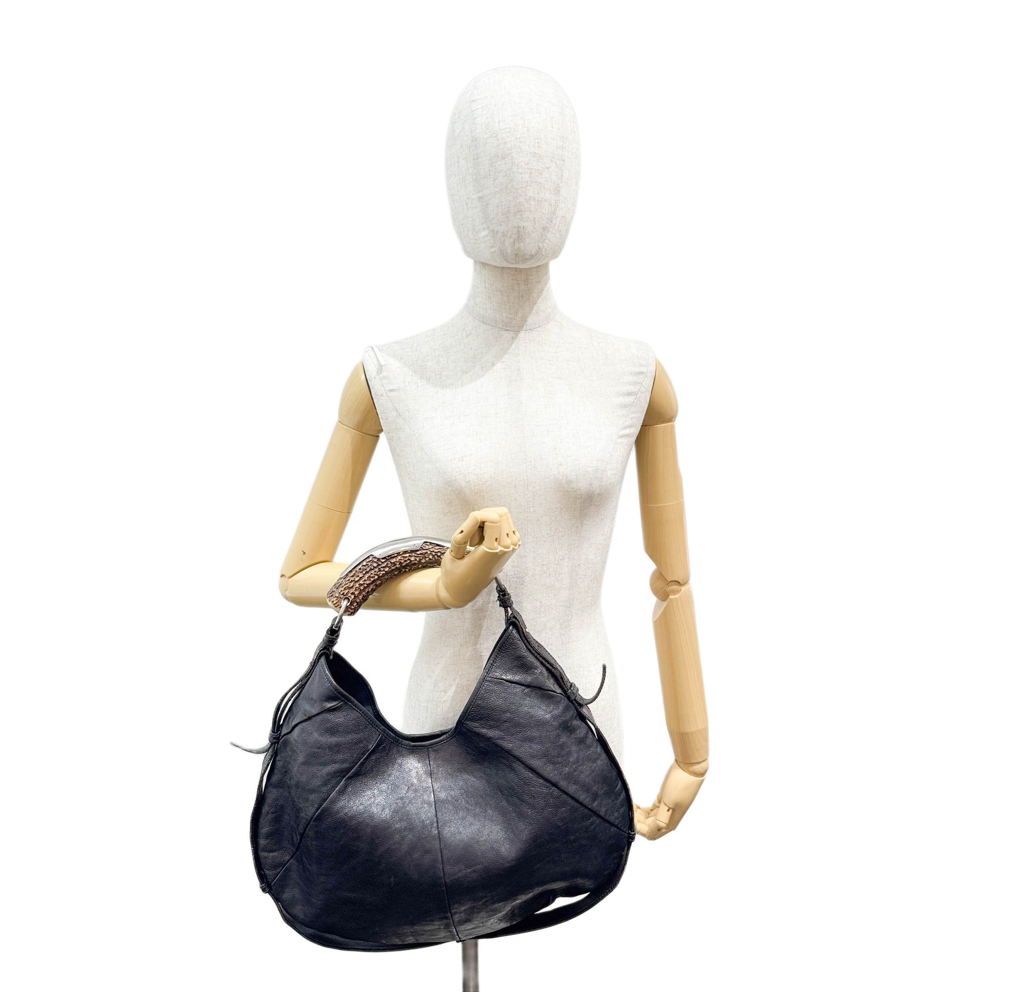 Mombasa Black Leather Shoulder Bag
