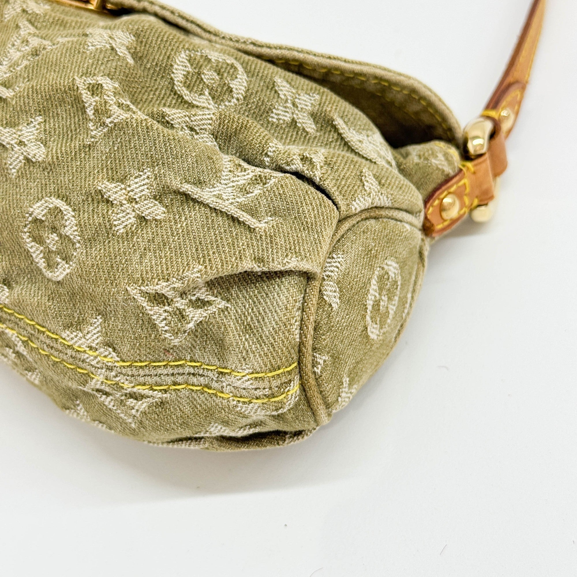 Mini Pleaty Green Monogram Canvas Denim Shoulder Bag