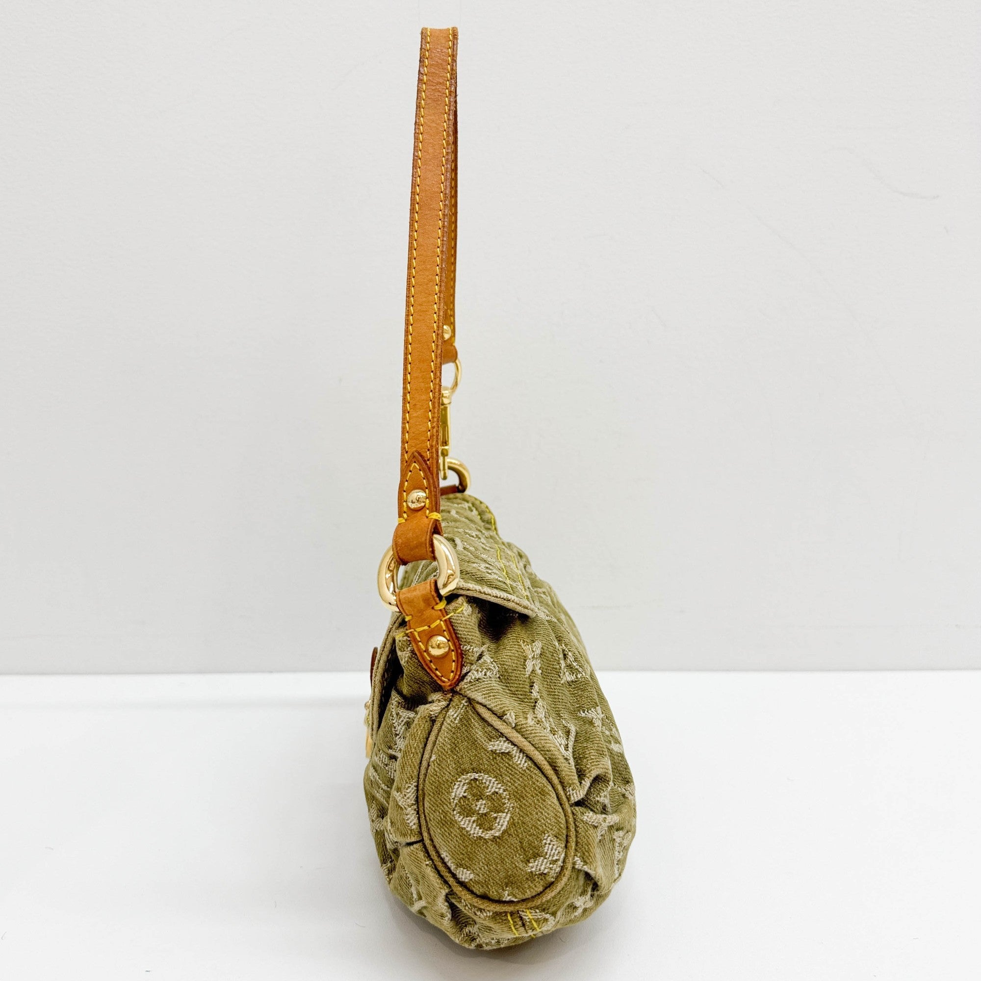 Mini Pleaty Green Monogram Canvas Denim Shoulder Bag