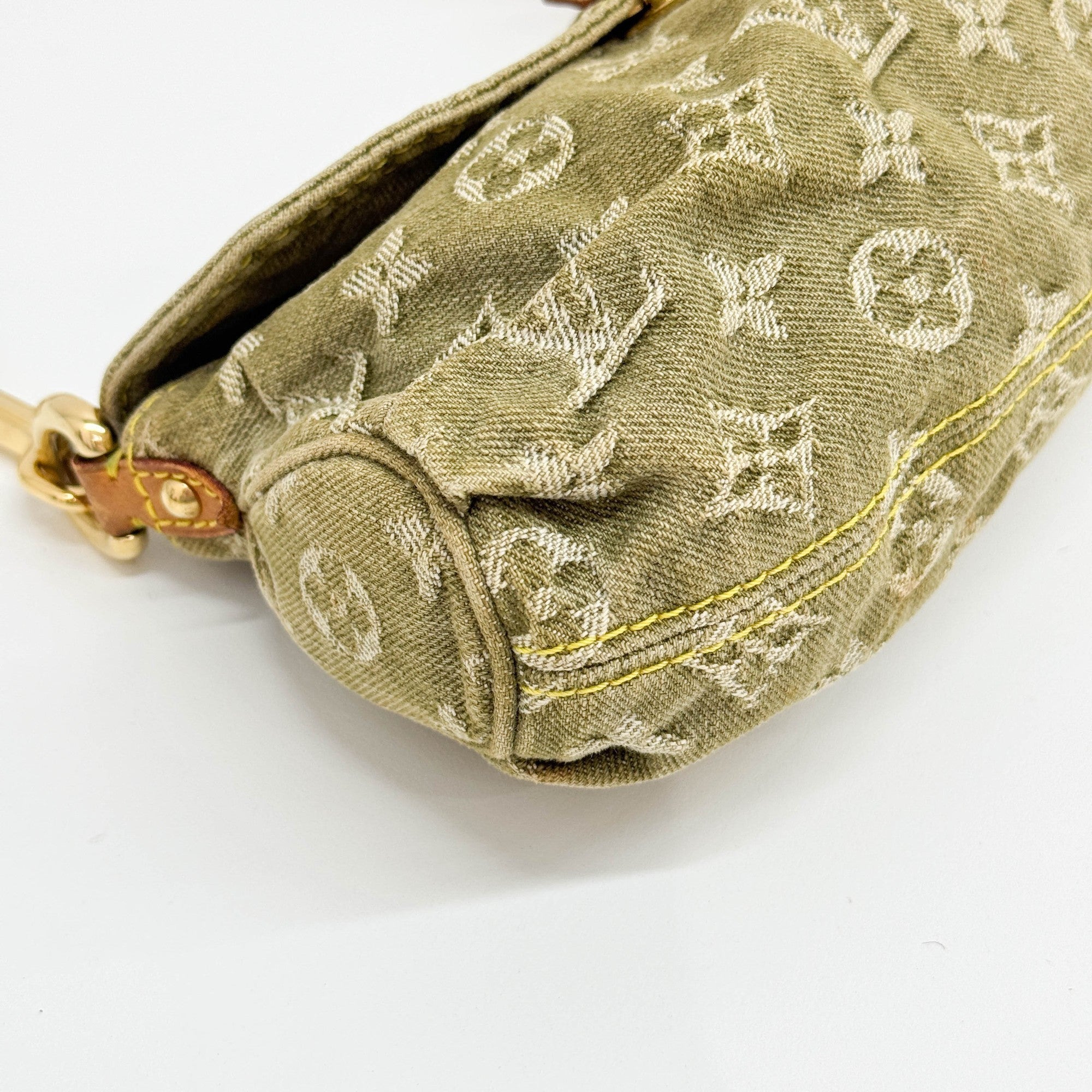 Mini Pleaty Green Monogram Canvas Denim Shoulder Bag