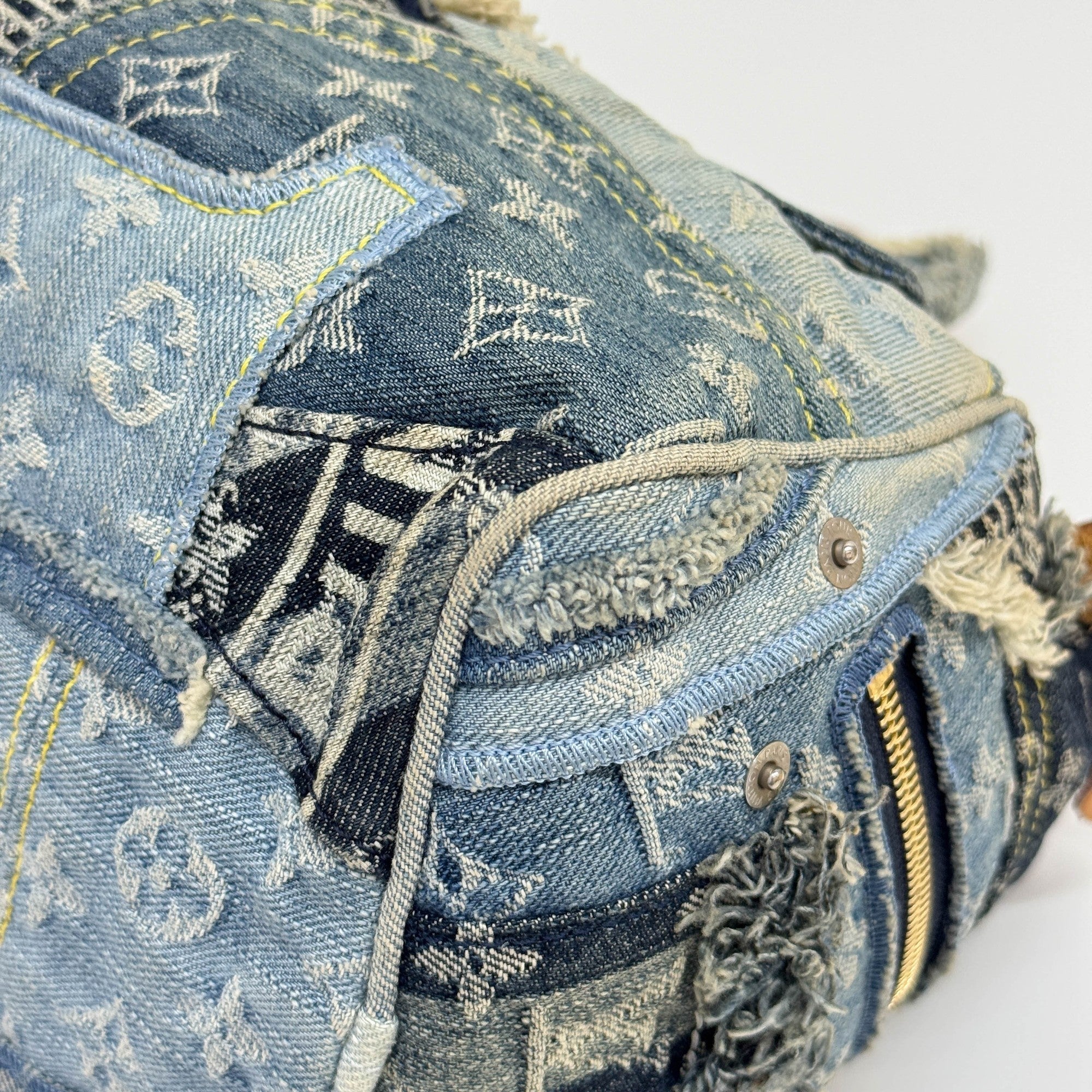 Speedy 30 Patchwork Blue Monogram Denim Hand Bag