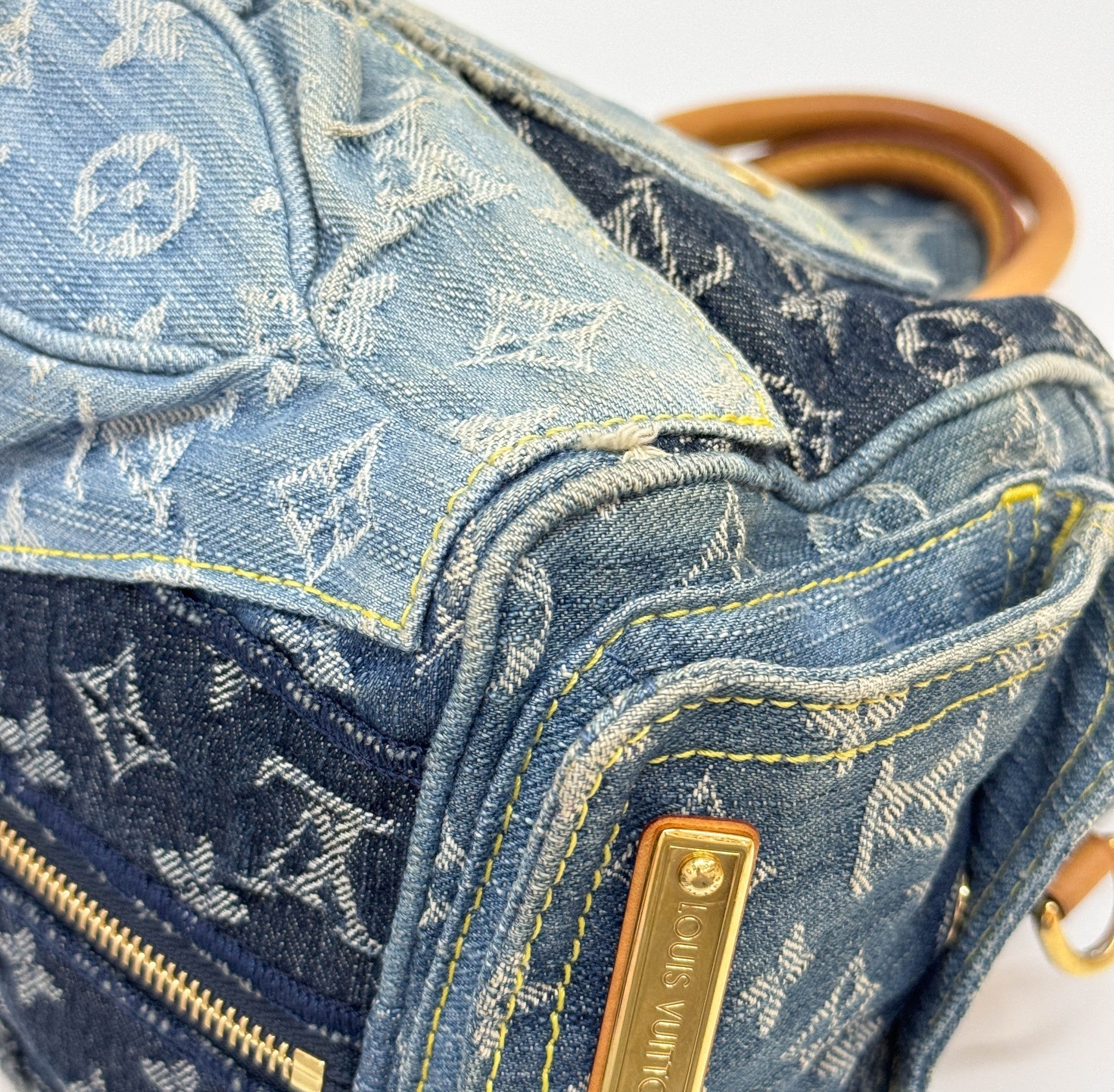 Speedy 30 Patchwork Blue Monogram Denim Hand Bag