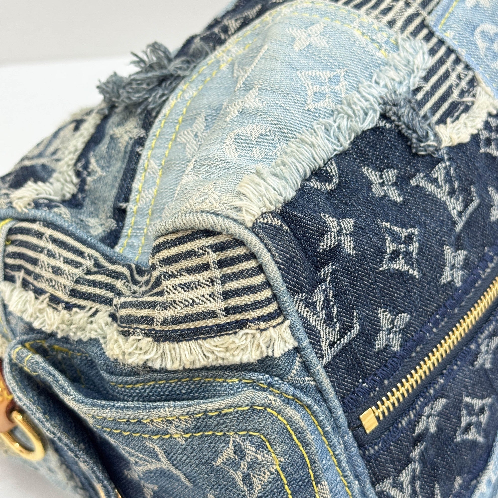 Speedy 30 Patchwork Blue Monogram Denim Hand Bag