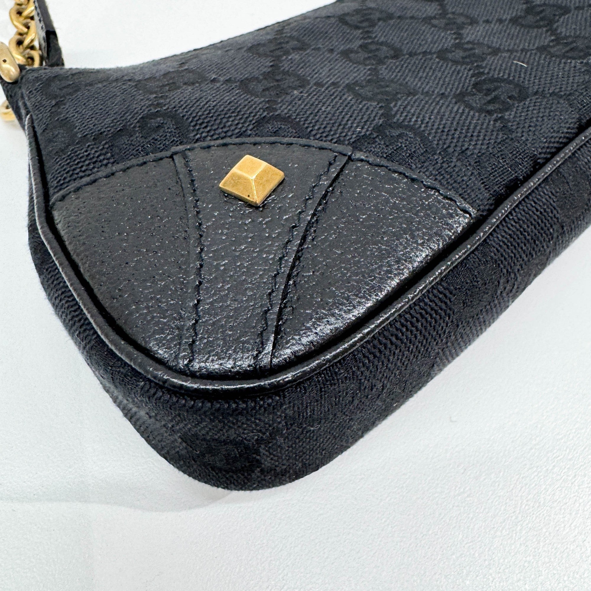 Nailhead Black GG Canvas Pouch Bag